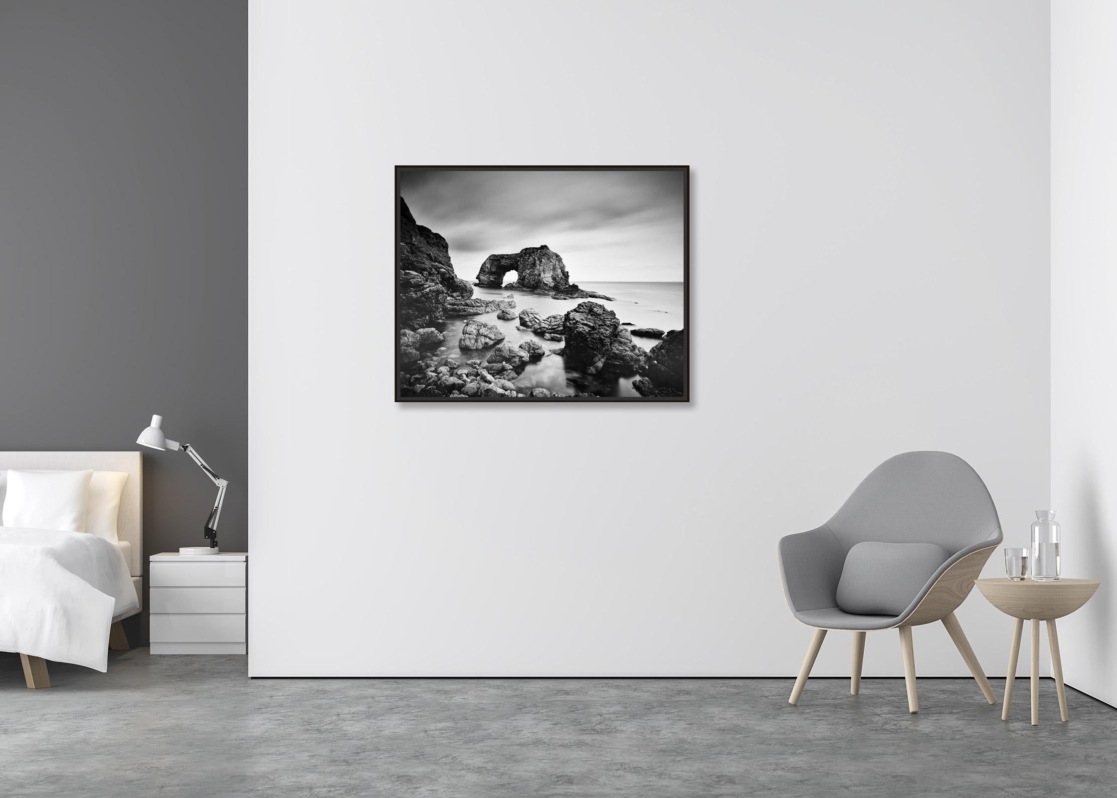 Great Pollet Sea Arch, Irish Atlantic Coast, Ireland, black and white art photo - Contemporary Photograph by Gerald Berghammer