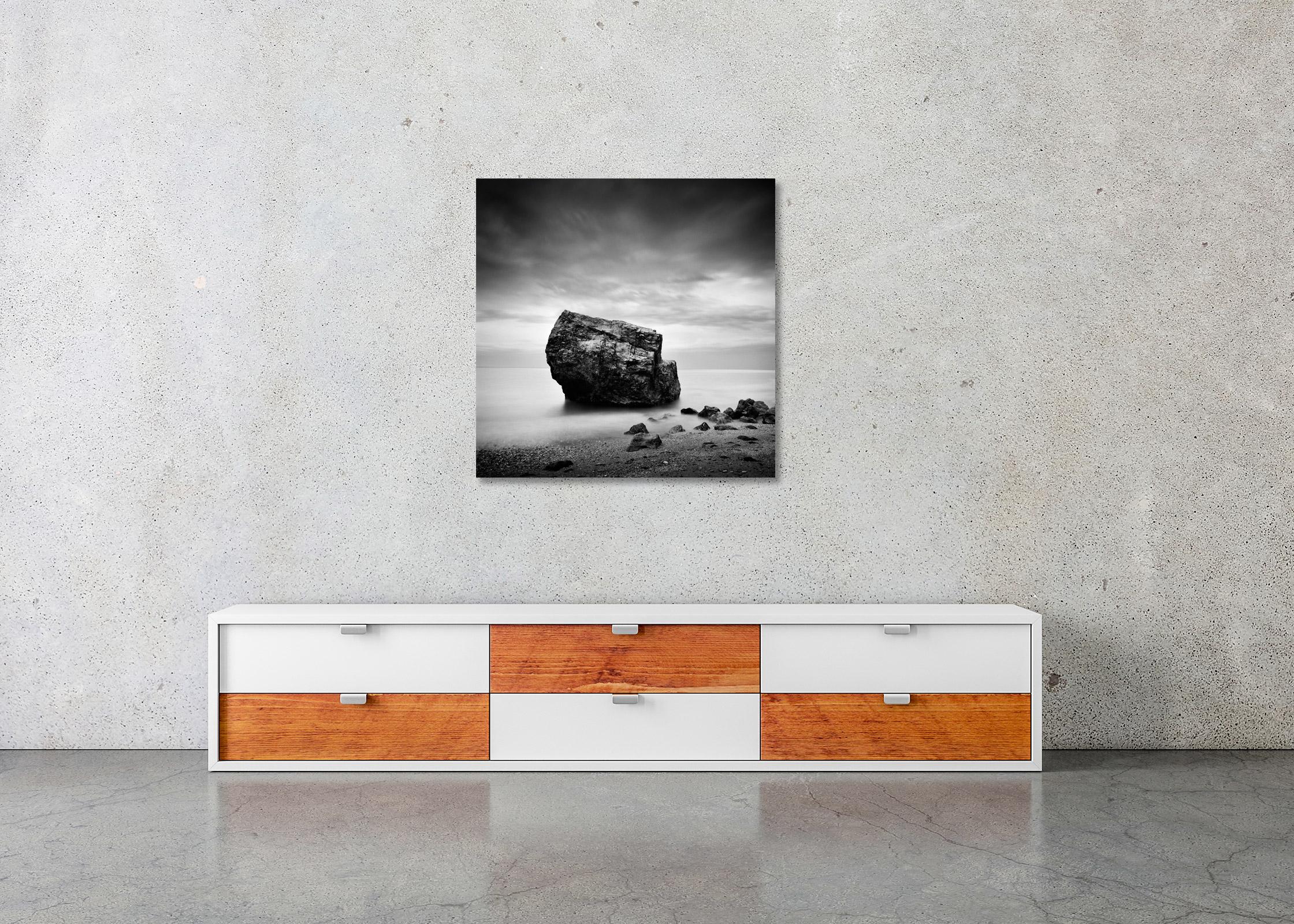 Great Rock, Beach, Spain, black and white fine art photography, landscape For Sale 2