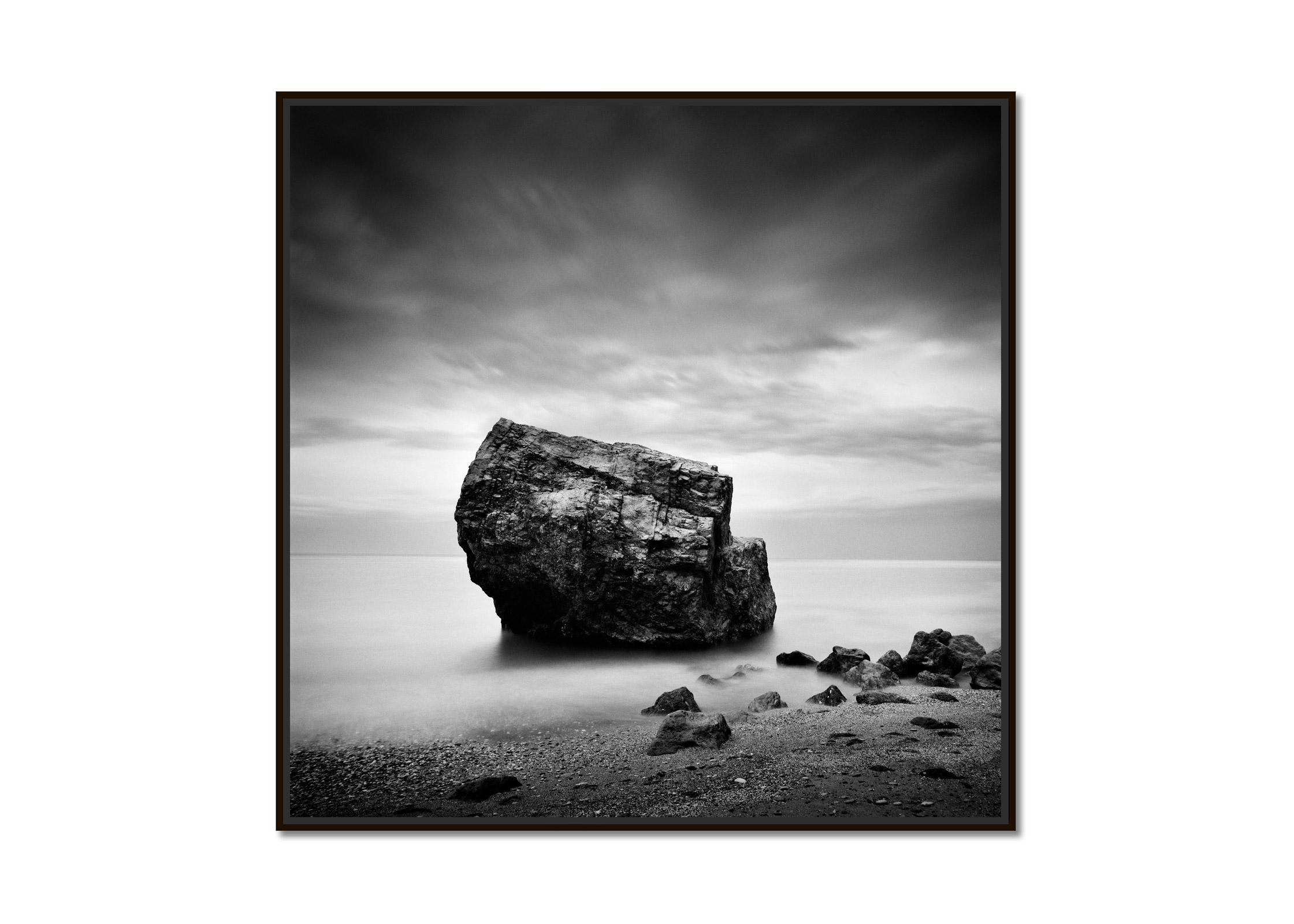 Great Rock, Beach, Spain, black and white fine art photography, landscape - Photograph by Gerald Berghammer