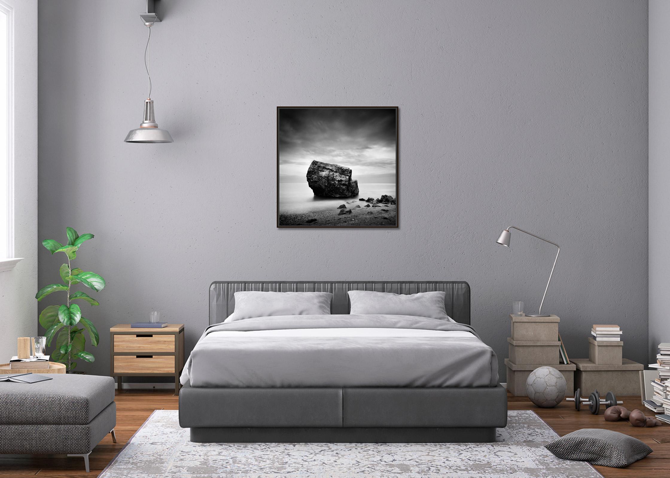 Great Rock, Beach, Espagne, photographie d'art en noir et blanc, paysage en vente 1