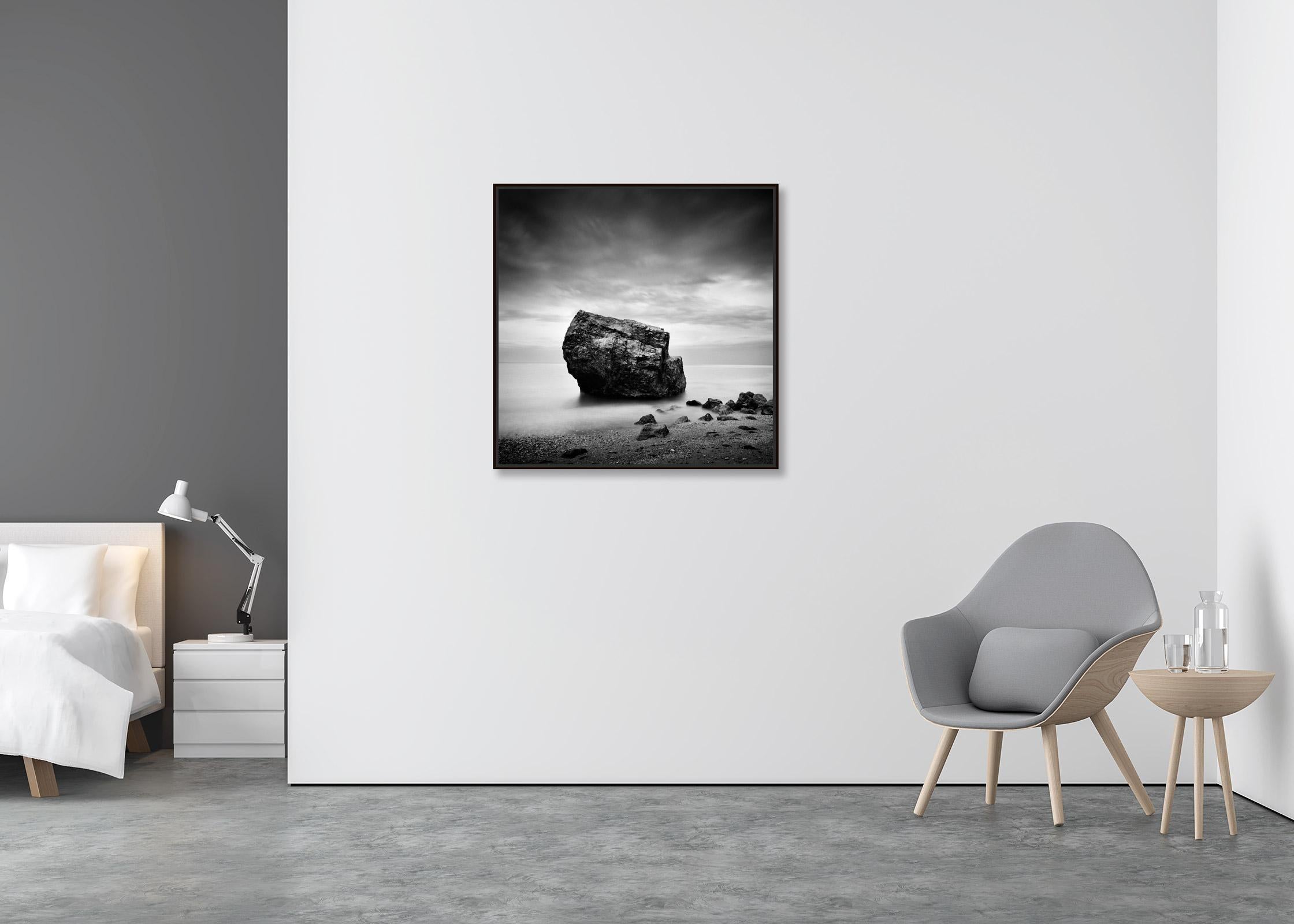Great Rock, Beach, Spain, black and white fine art photography, landscape - Contemporary Photograph by Gerald Berghammer