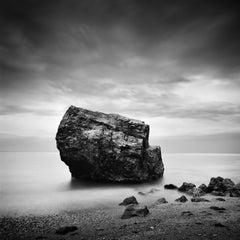 Great Rock, Beach, Espagne, photographie d'art en noir et blanc, paysage