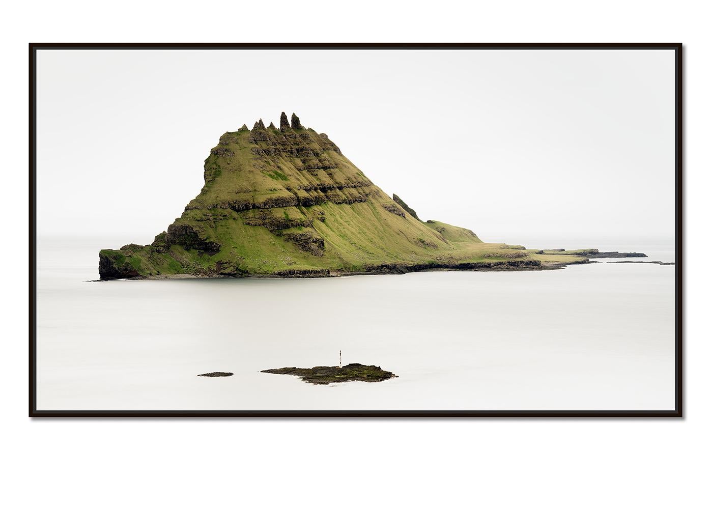 Green Rock Island, Faroe Islands, Large Seascape Photograph, Limited Edition - Beige Color Photograph by Gerald Berghammer