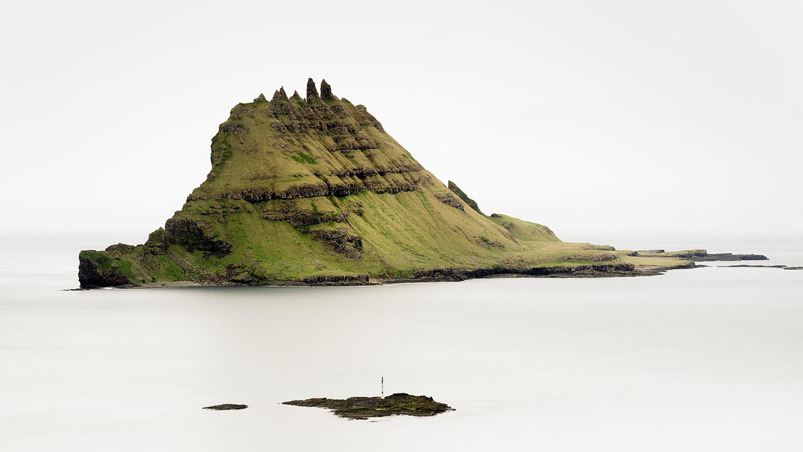Gerald Berghammer Color Photograph - Green Rock Island, Faroe Islands, Large Seascape Photograph, Limited Edition