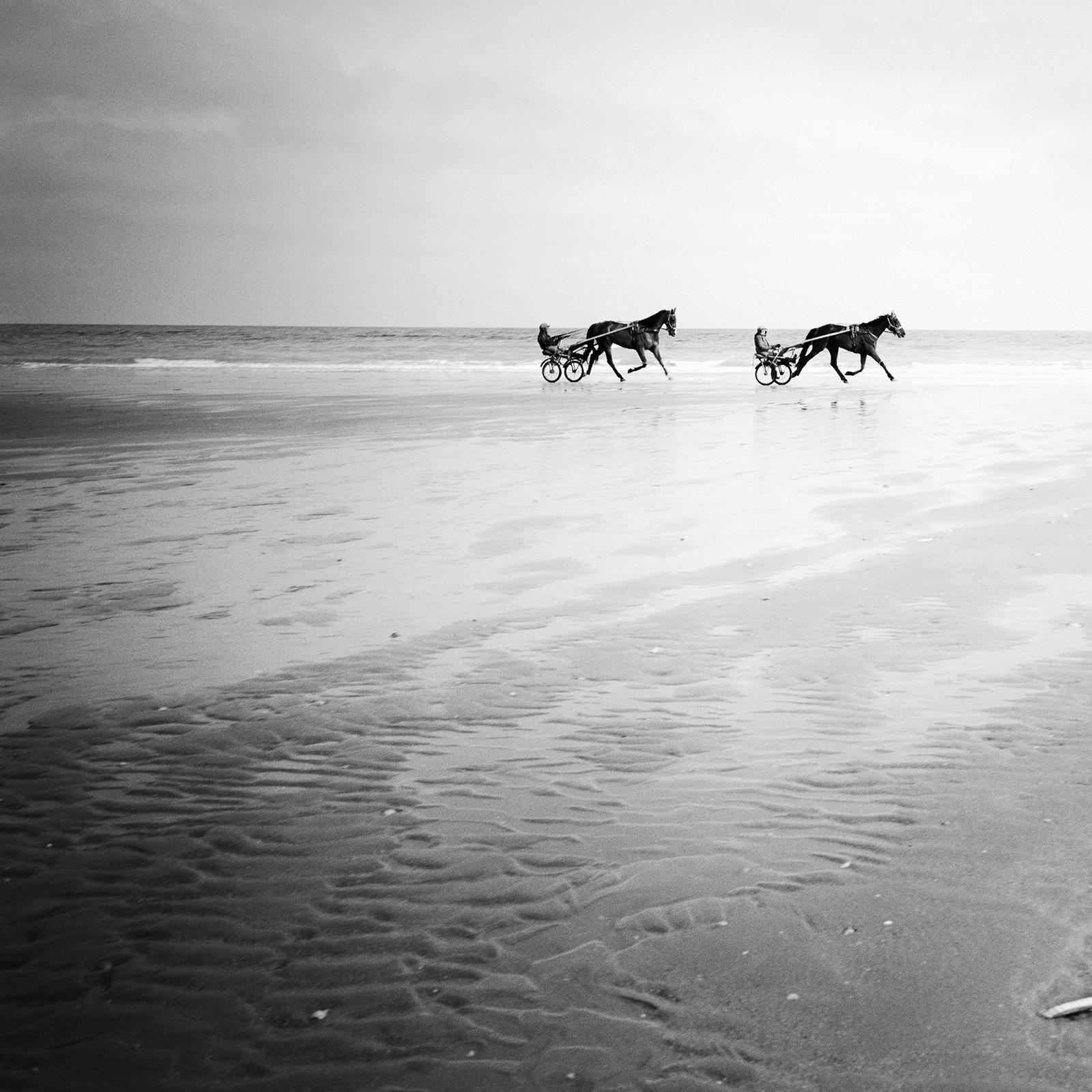 Harness Racing, horse riding, beach, black and white photography, landscape For Sale 4