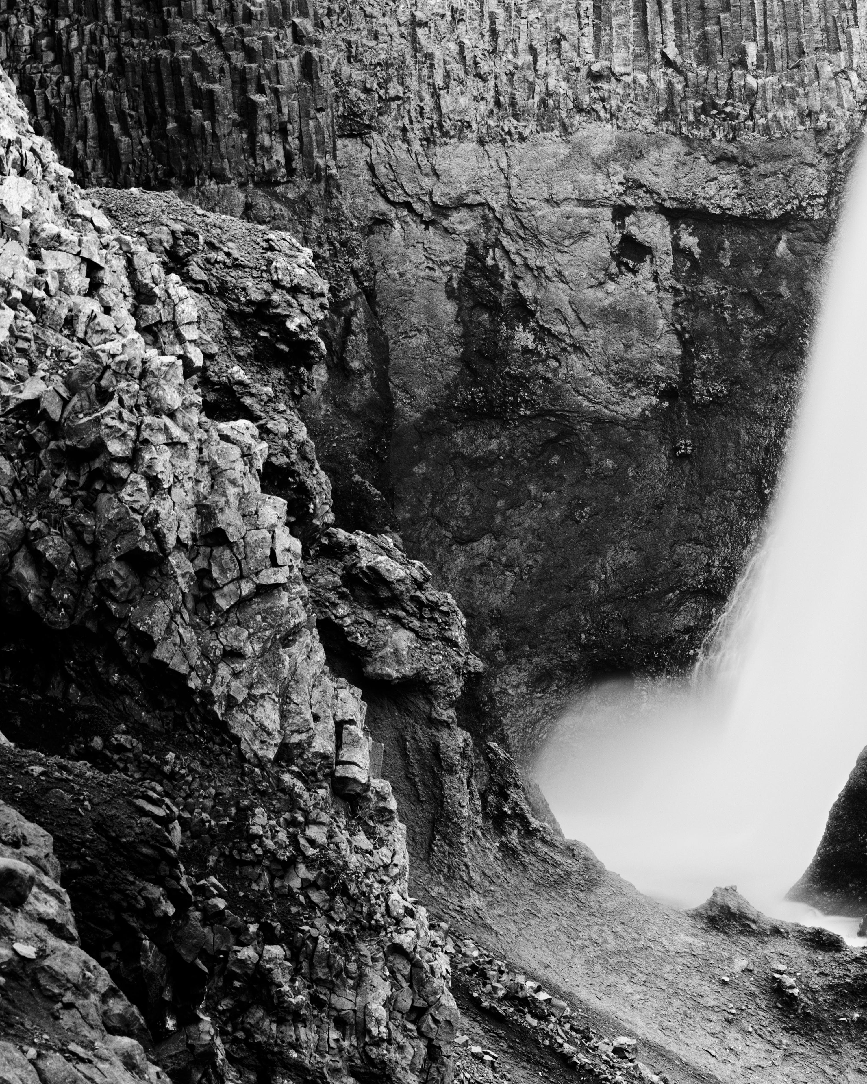 Hengifoss, Waterfall, Iceland, black and white fine art landscape photography For Sale 5