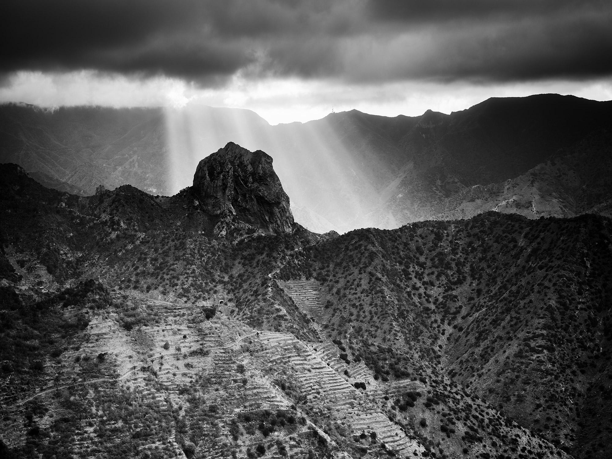 Gerald Berghammer Landscape Photograph - Here comes the Sun, Spain, black and white photography, landscape fine art image