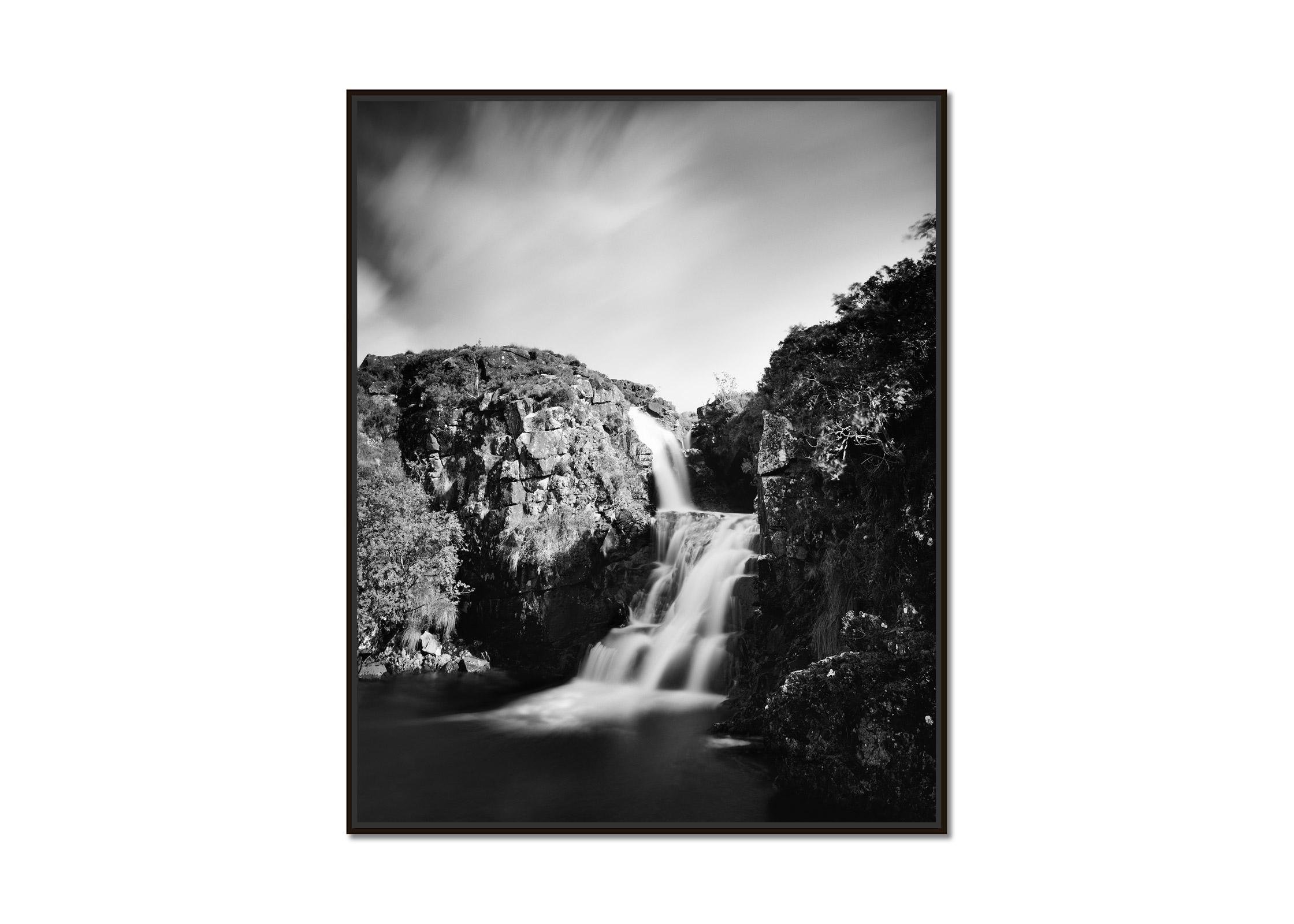 Highland Waterfall mountain stream Scotland black white landscape photography - Photograph by Gerald Berghammer