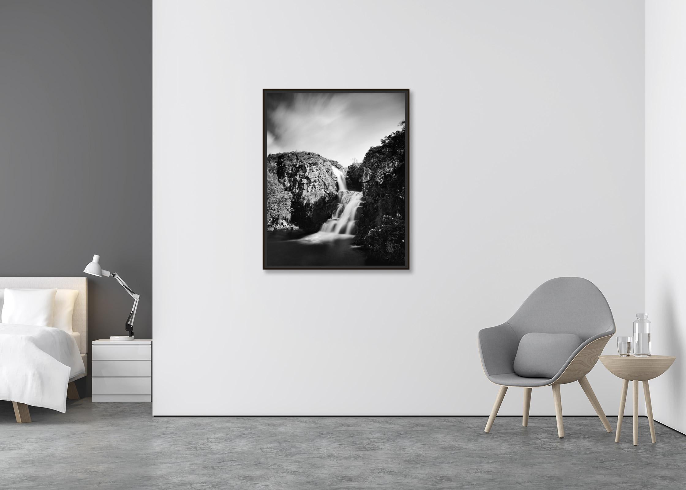 Highland Waterfall mountain stream Scotland black white landscape photography - Contemporary Photograph by Gerald Berghammer