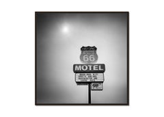 Historic Route 66 Motel, Arizona, USA, photographie argentique noir et blanc