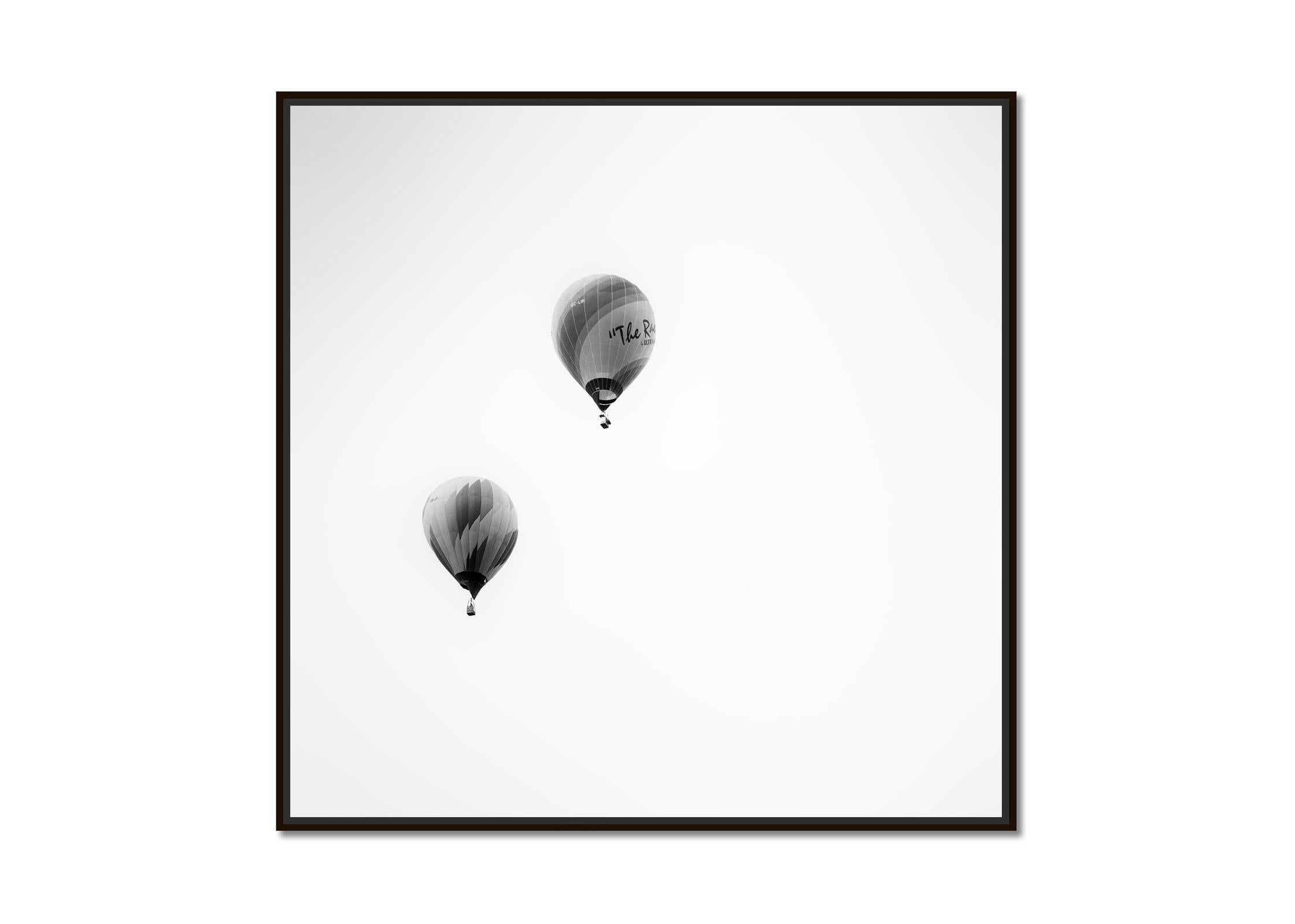 Hot Air Balloon Championship, Austria, black and white landscape art photography - Photograph by Gerald Berghammer