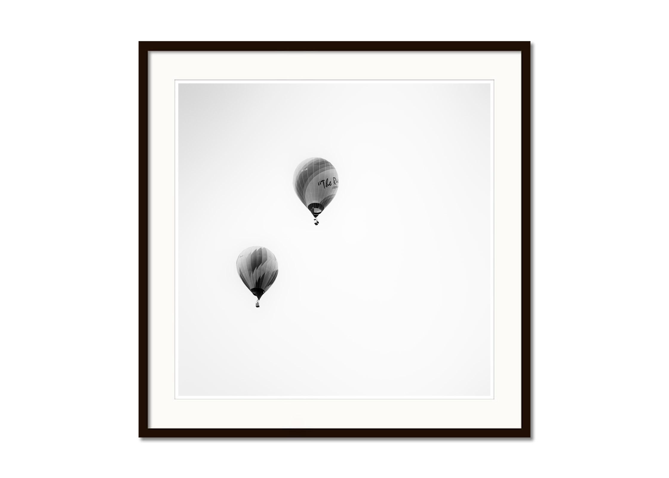 Hot Air Balloon Championship, Austria, black and white landscape art photography - White Landscape Photograph by Gerald Berghammer