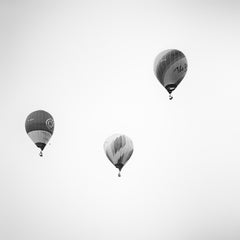 Hot Air Balloon, Championship, contemporary minimalist black and white landscape