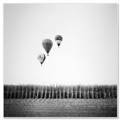 Hot Air Balloon Championship, monochrome photograph, limited editin landscape