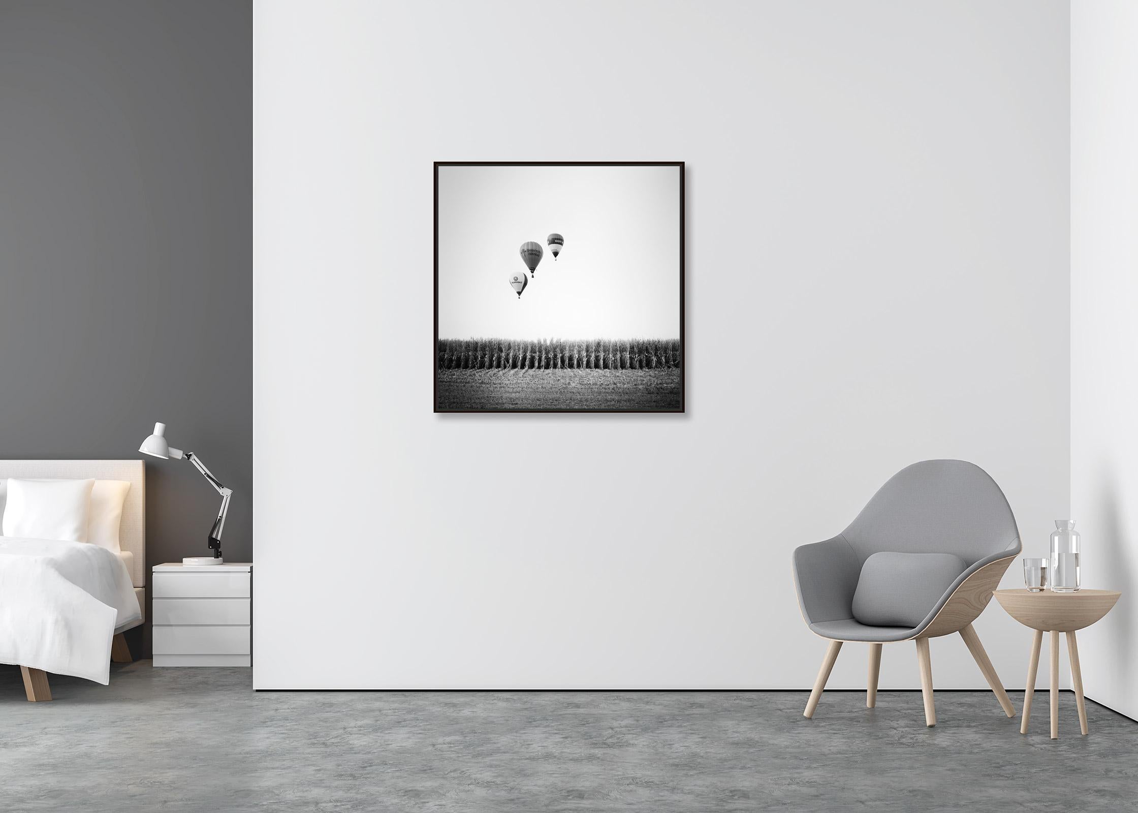 Photo du ballon d'aviation, Cornfield, championnat, Autriche, paysage noir et blanc - Contemporain Photograph par Gerald Berghammer