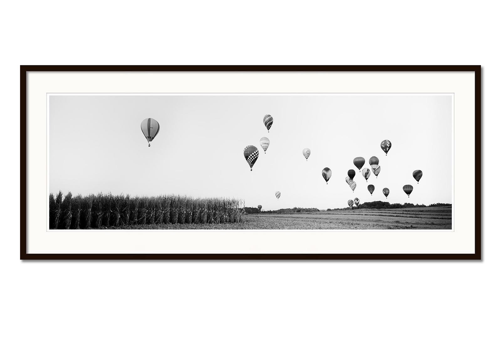 Panorama del Globo Aerostático, Campeonato, fotografía en blanco y negro, paisaje - Landscape Photograph Gris de Gerald Berghammer