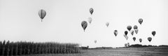 Heißluftballon- Panorama, Championship, Schwarz-Weiß-Fotografie, Landschaft