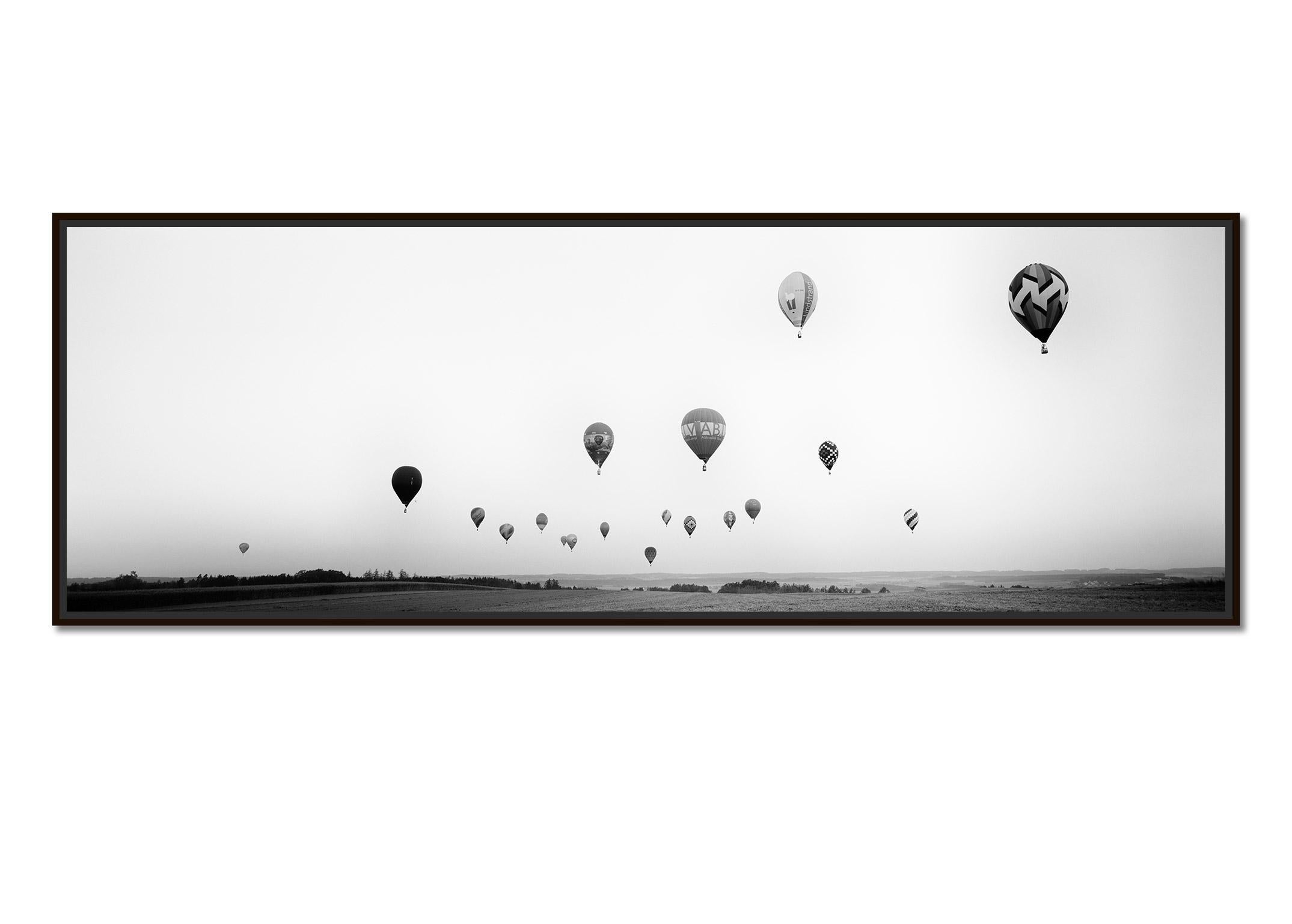Hot Air Balloon Panorama, World Championship, black white landscape photography - Photograph by Gerald Berghammer
