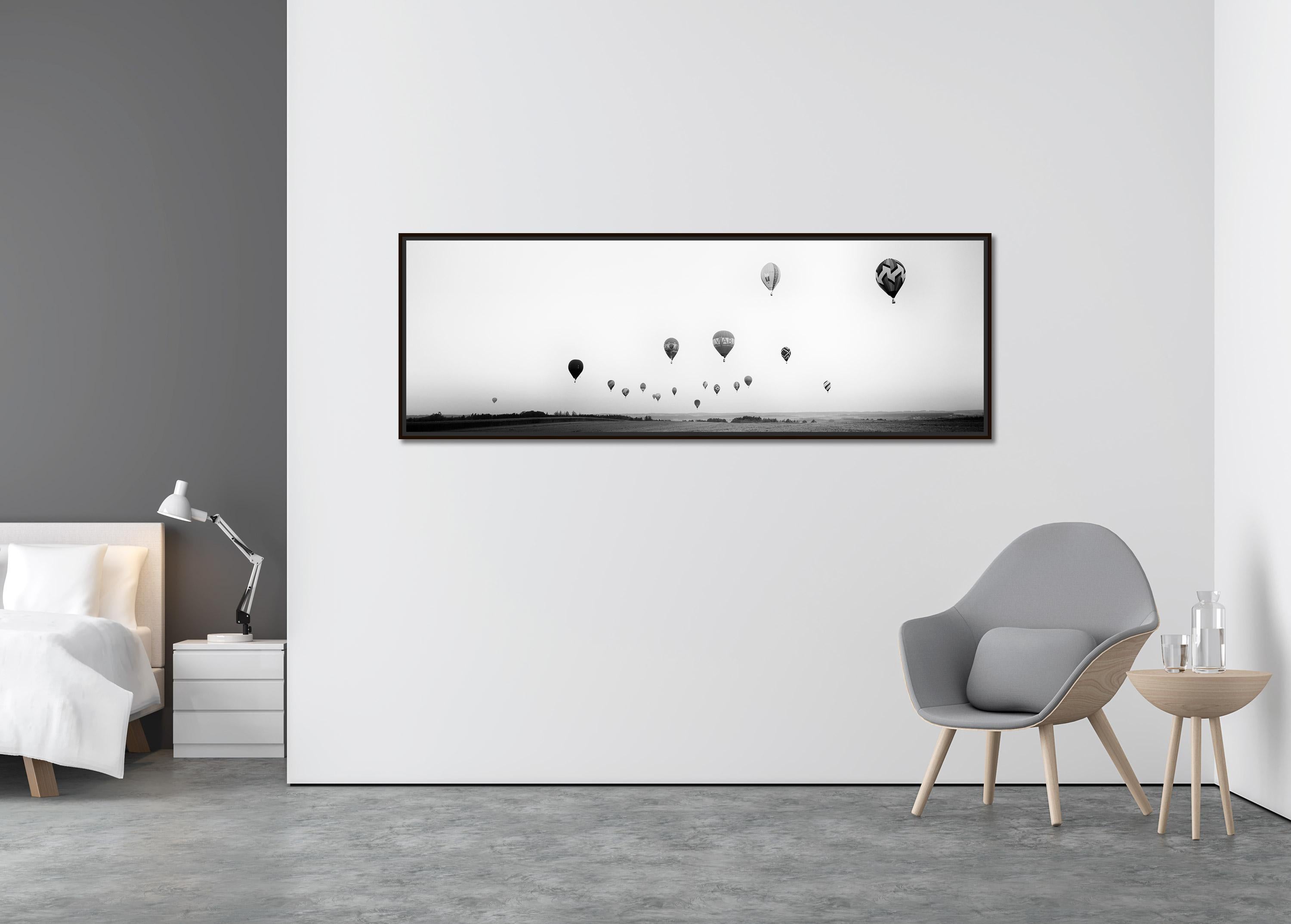 Hot Air Balloon Panorama, World Championship, black white landscape photography - Contemporary Photograph by Gerald Berghammer