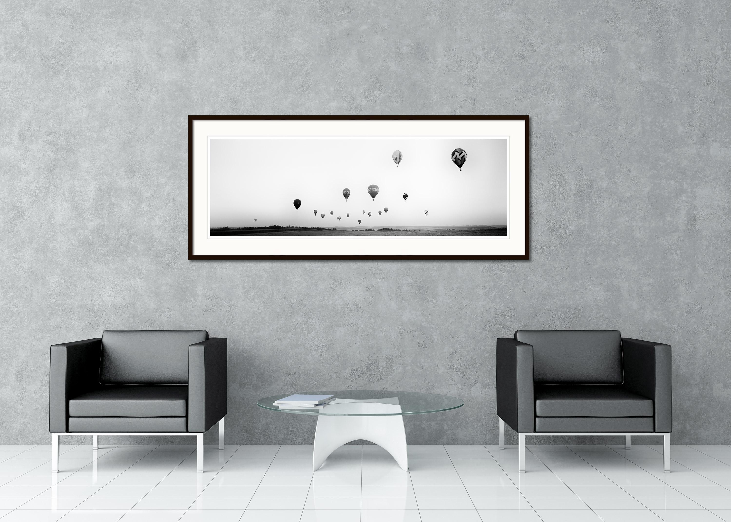 Black and White Fine Art Panorama Photography - Hot Air Balloon Panorama, World Championship, Austria. Archival pigment ink print, edition of 9. Signed, titled, dated and numbered by artist. Certificate of authenticity included. Printed with 4cm