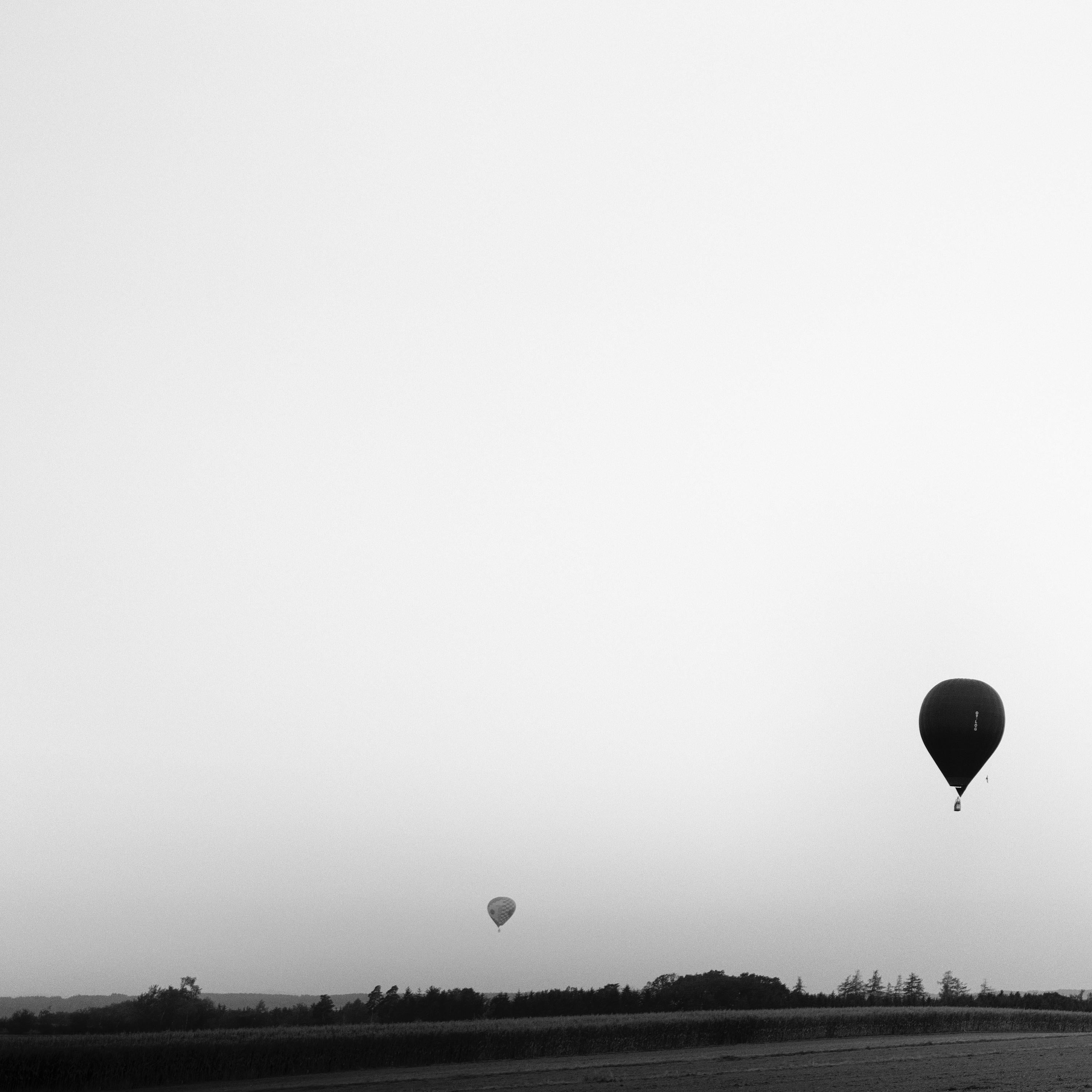 Hot Air Balloon Panorama, World Championship, black white landscape photography For Sale 3
