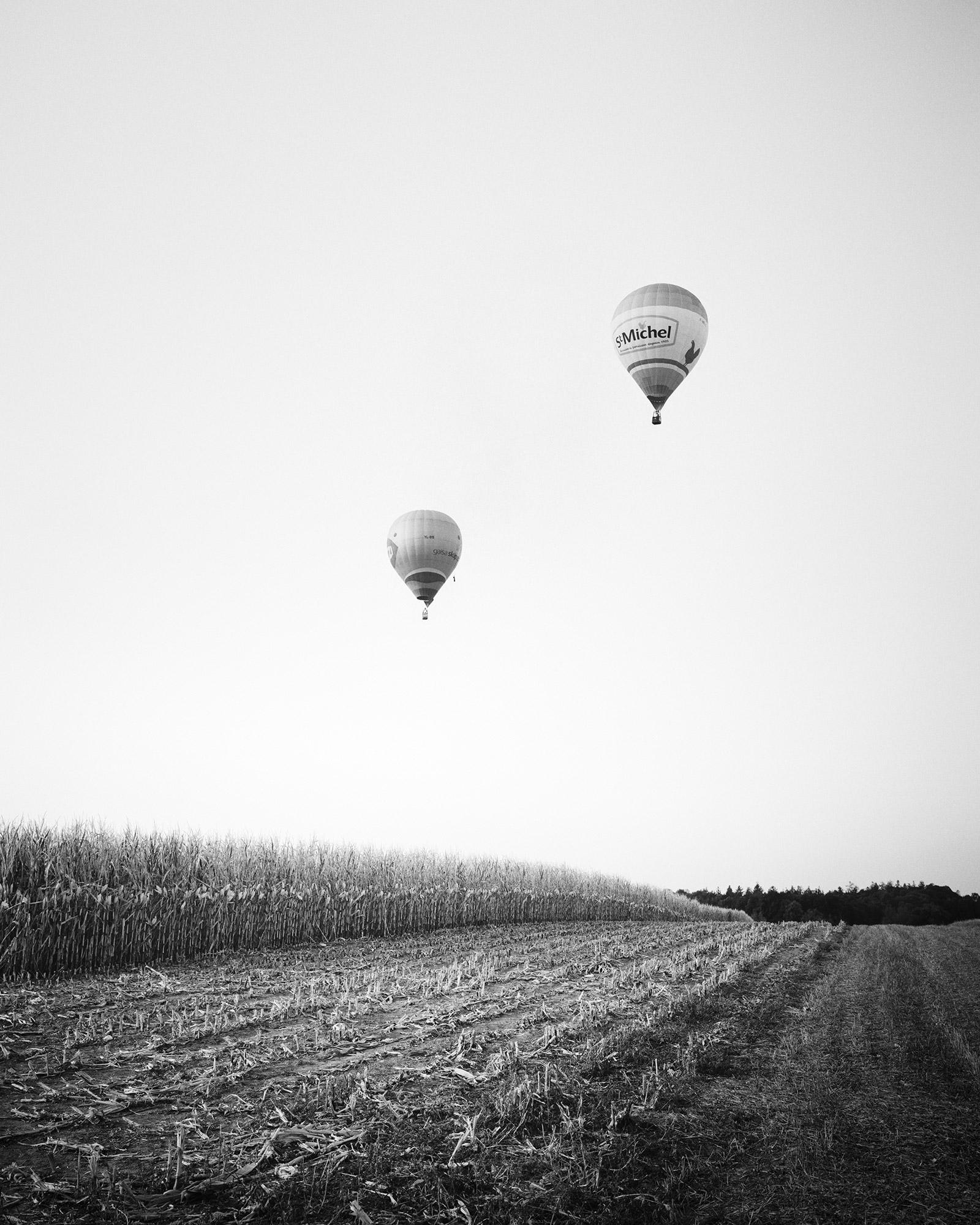 Gerald Berghammer Black and White Photograph - Hot Air Balloon world Championship, Austria, black and white prints, landscape