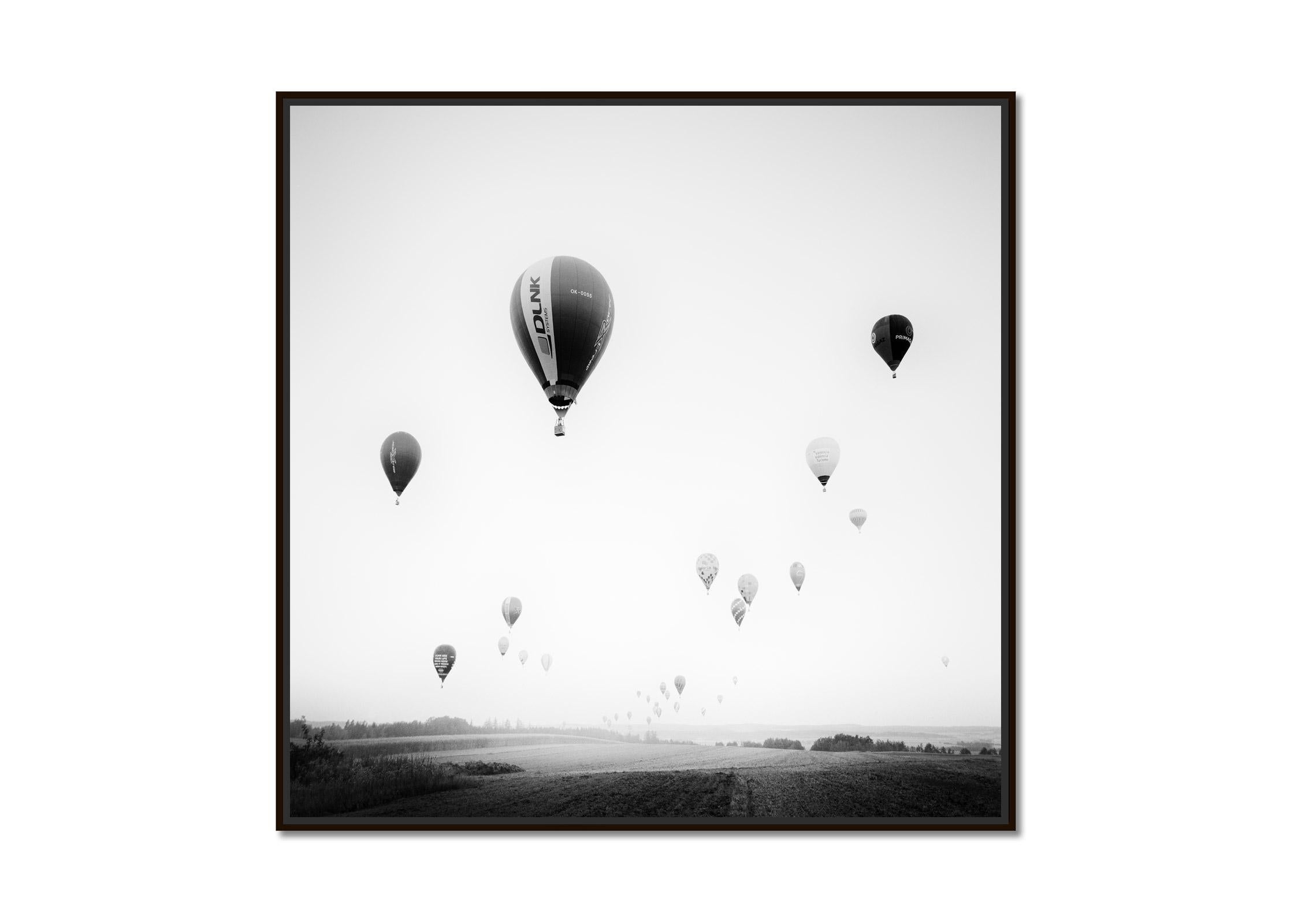 Hot Air Balloon, World Championship, black and white photography, art, landscape - Photograph by Gerald Berghammer