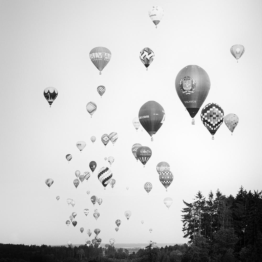 Hot Air Balloon World Championship, black and white photography, limited edition