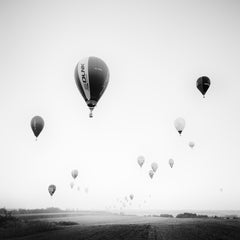 Hot Air Balloon, World Championship, fine art black and white landscape photo