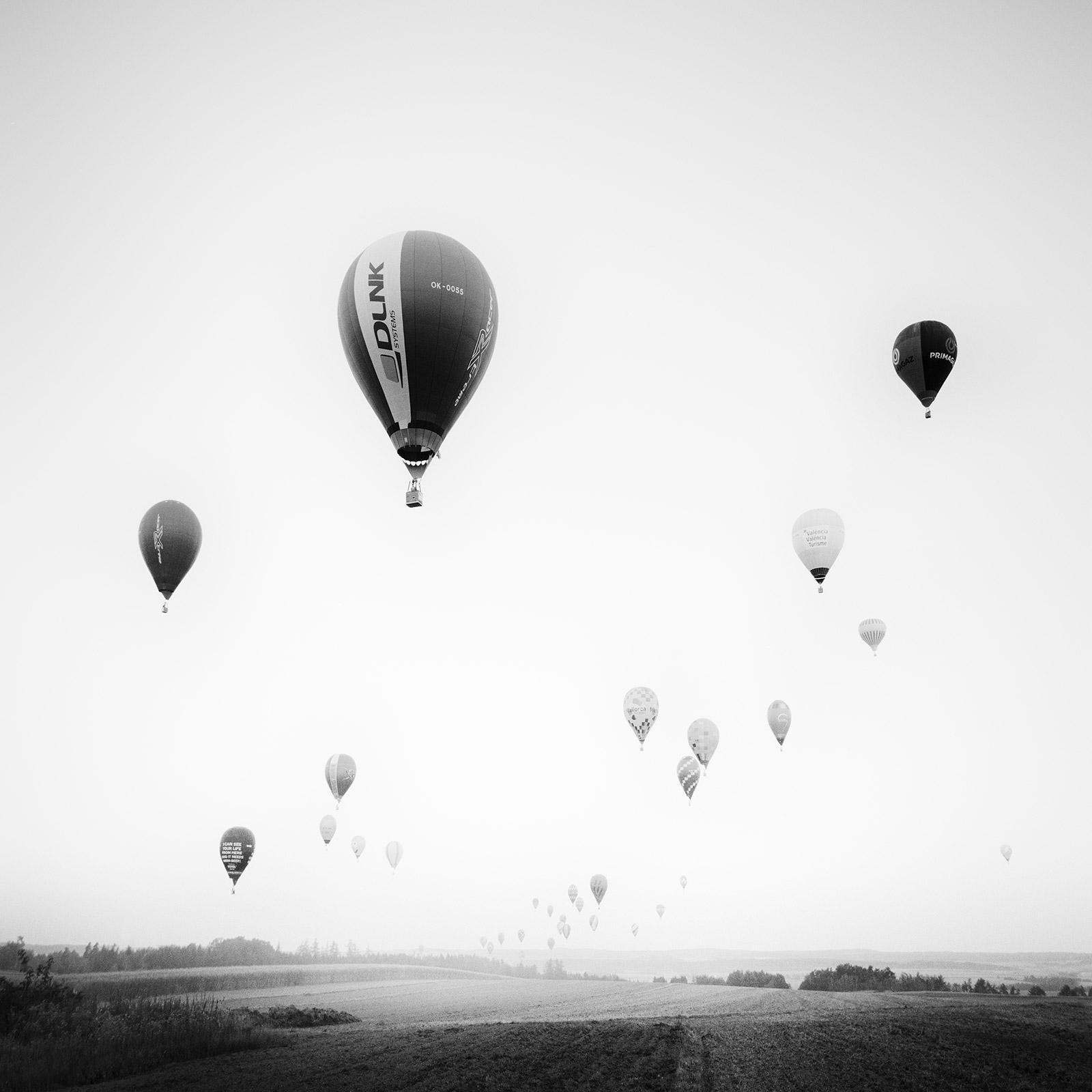 Gerald Berghammer Black and White Photograph - Hot Air Balloon, World Championship, black and white photography, art, landscape