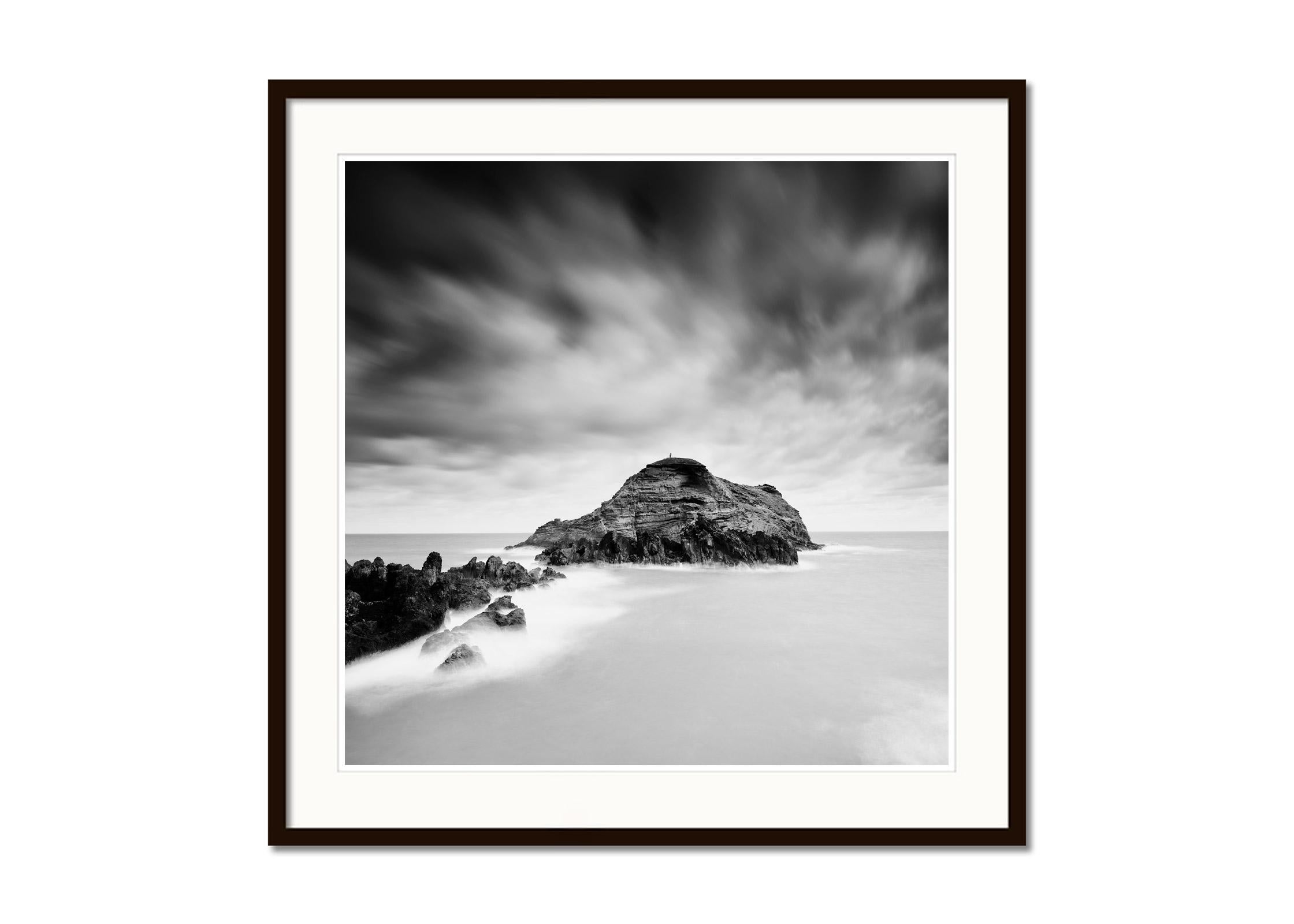 Ilheu Mole at Porto Moniz Portugal, black and white art photography, landscape - Gray Landscape Photograph by Gerald Berghammer