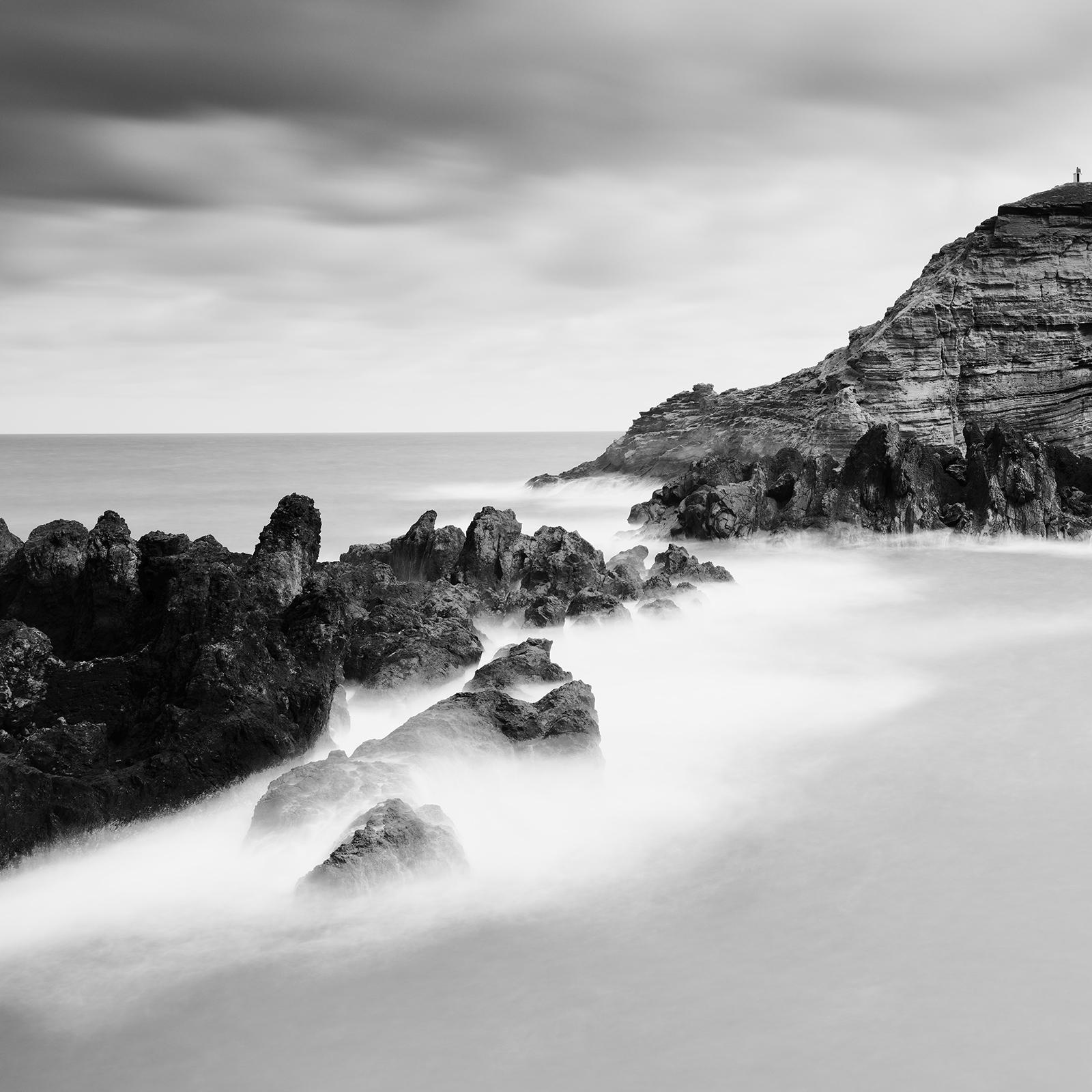 Ilheu Mole at Porto Moniz Portugal, black and white art photography, landscape For Sale 4