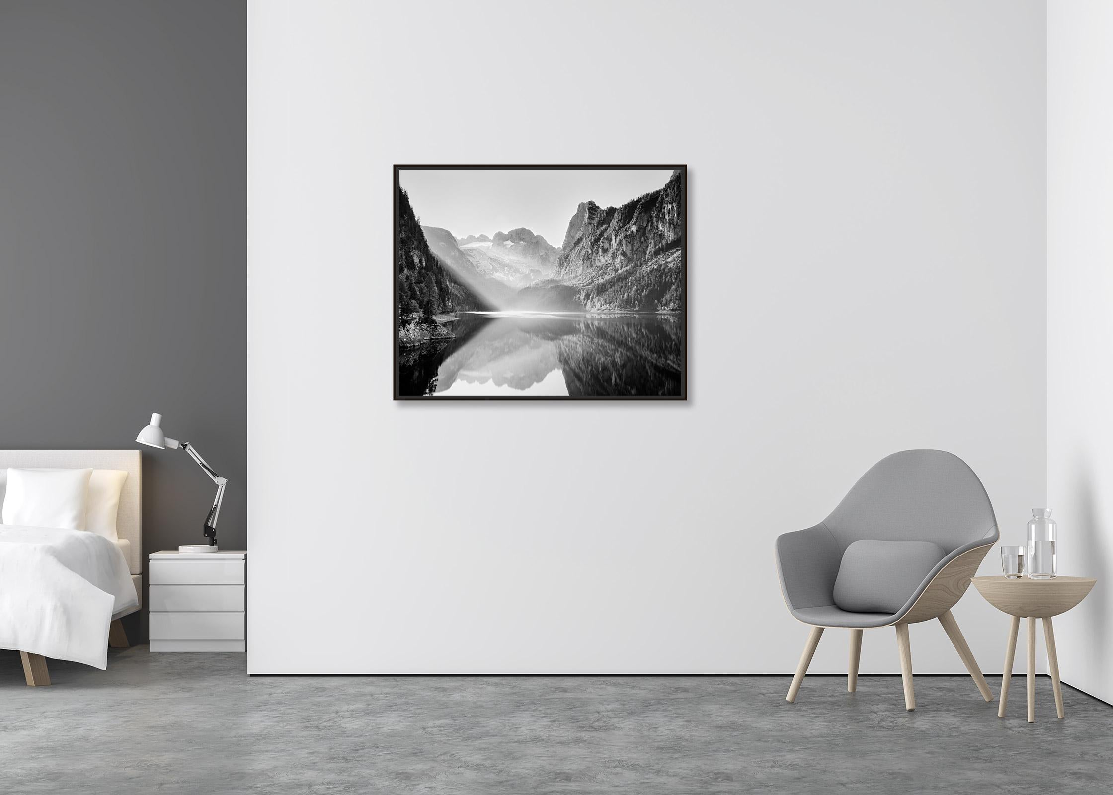 Illumination, mountain lake, black and white long exposure landscape photography - Contemporary Photograph by Gerald Berghammer