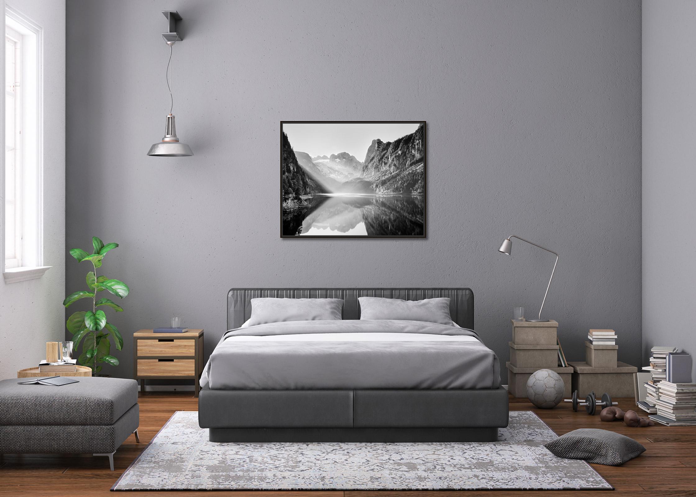 Illumination, mountain lake, black and white long exposure landscape photography For Sale 1