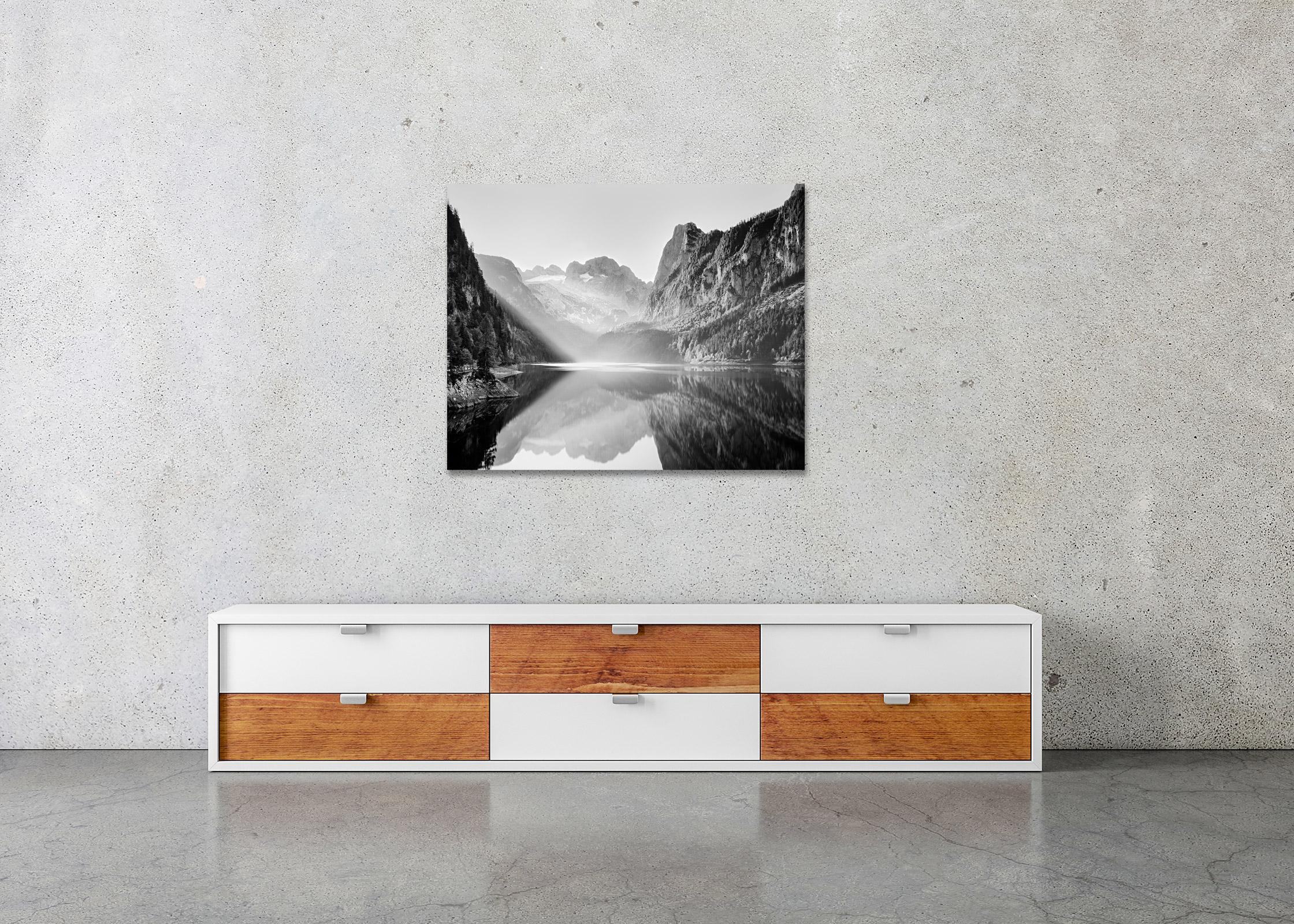 Illumination, mountain lake, black and white long exposure landscape photography For Sale 2