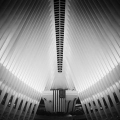Inside the Oculus, World Trade Center, New York City, B&W photography, cityscape