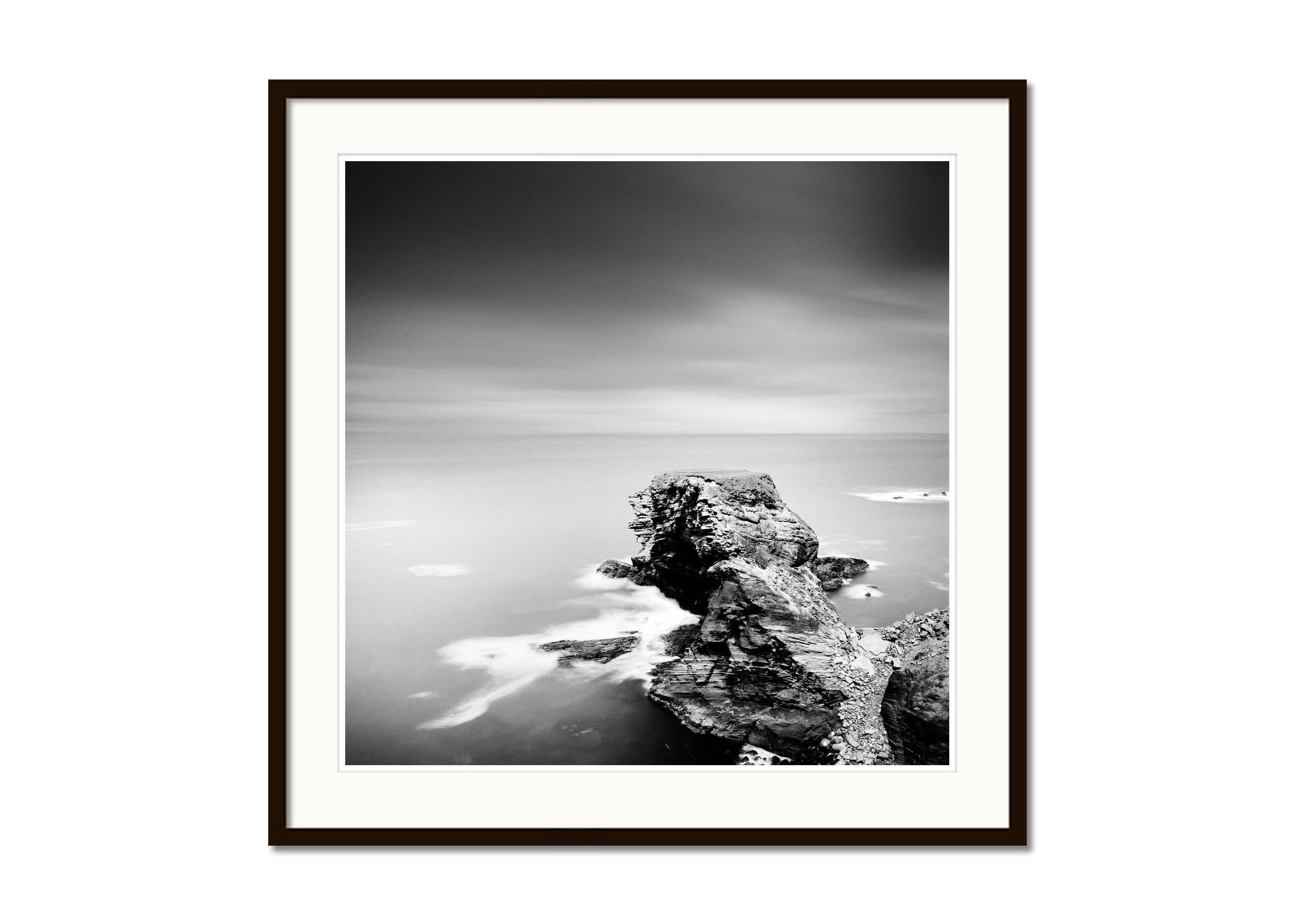 Irish Coast, shoreline, storm, Ireland, black and white photography, waterscape - Gray Black and White Photograph by Gerald Berghammer