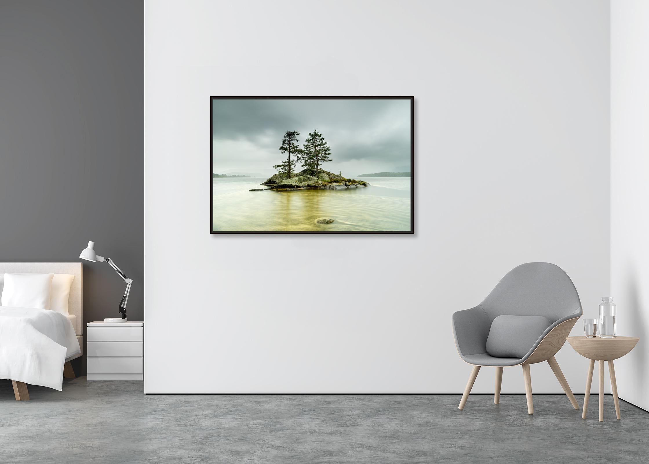 Isla en agua amarilla, fotografía en color de gran tamaño, paisaje, edición limitada - Photograph Contemporáneo de Gerald Berghammer