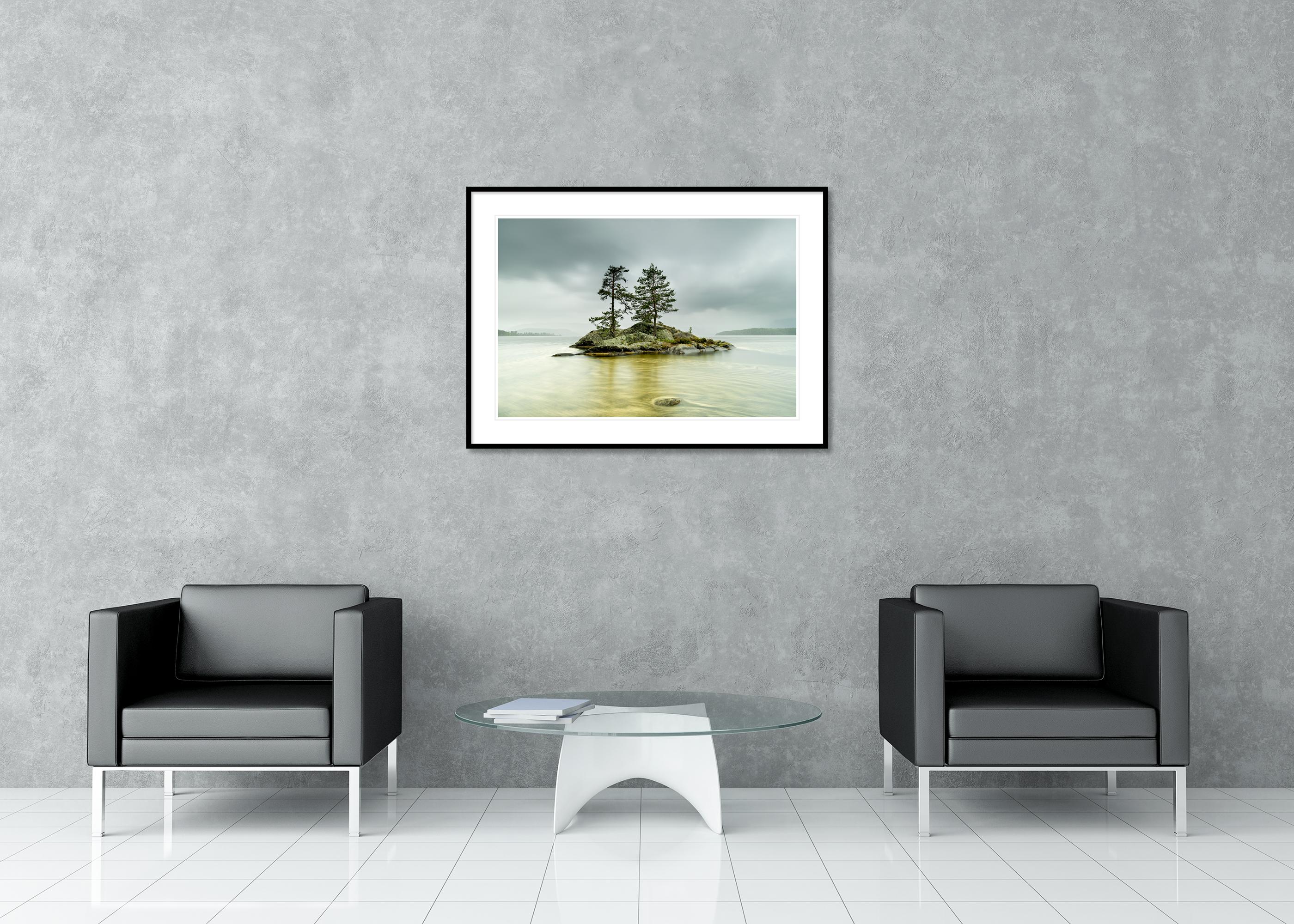 Island in jaune Water, grande photographie en couleur, paysage, édition limitée en vente 2