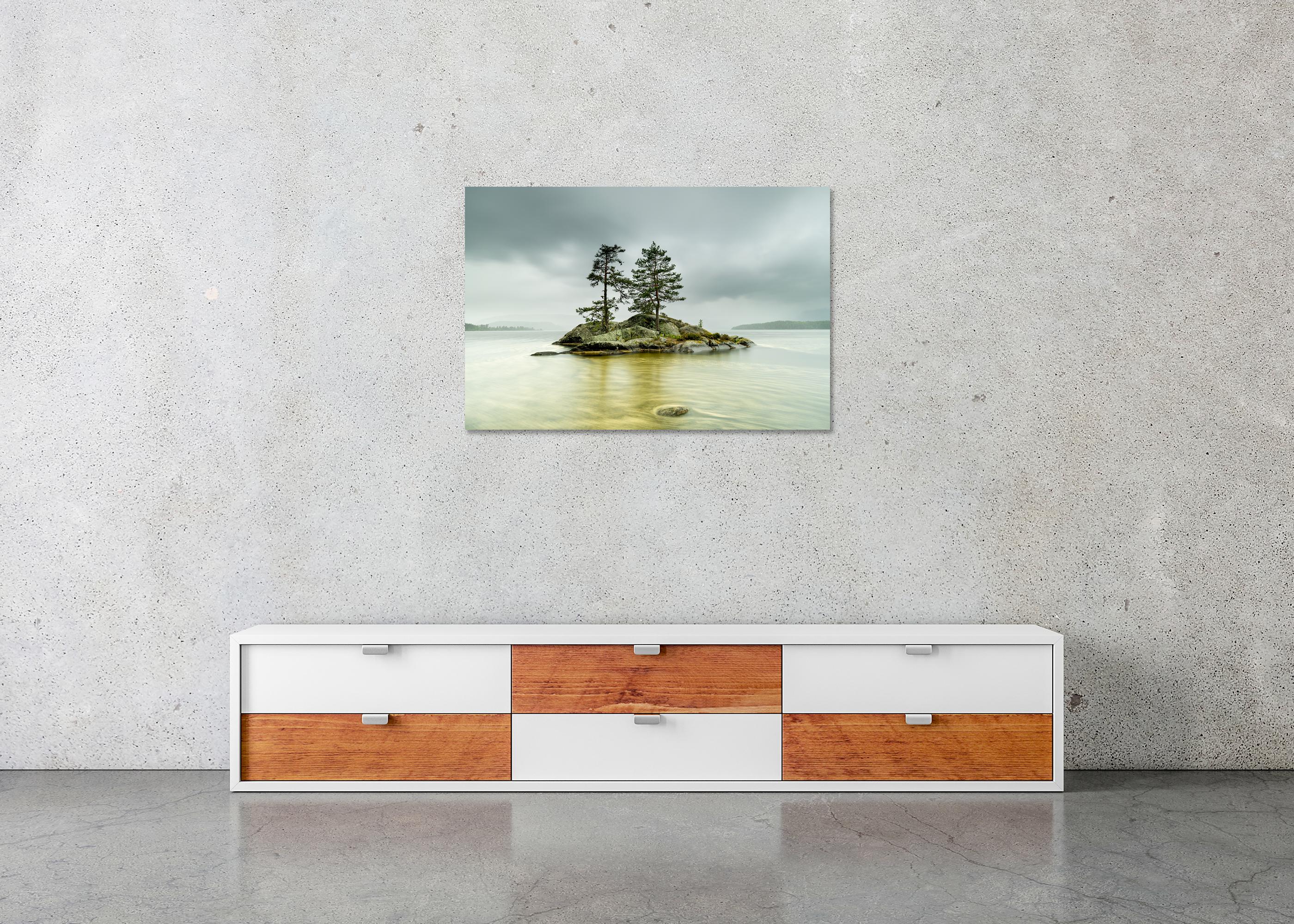 Island in jaune Water, grande photographie en couleur, paysage, édition limitée en vente 4