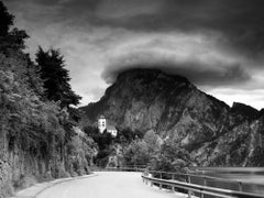 Johannesbergkapelle mountain chapel lake black & white landscape art photography