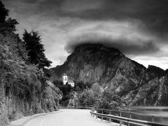 Johannesbergkapelle, Mountain Chapel, black and white photography, landscape