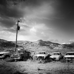 Junkyard, Wüste, Route 66, Arizona, USA, Schwarz-Weiß-Fotografie, Landschaft