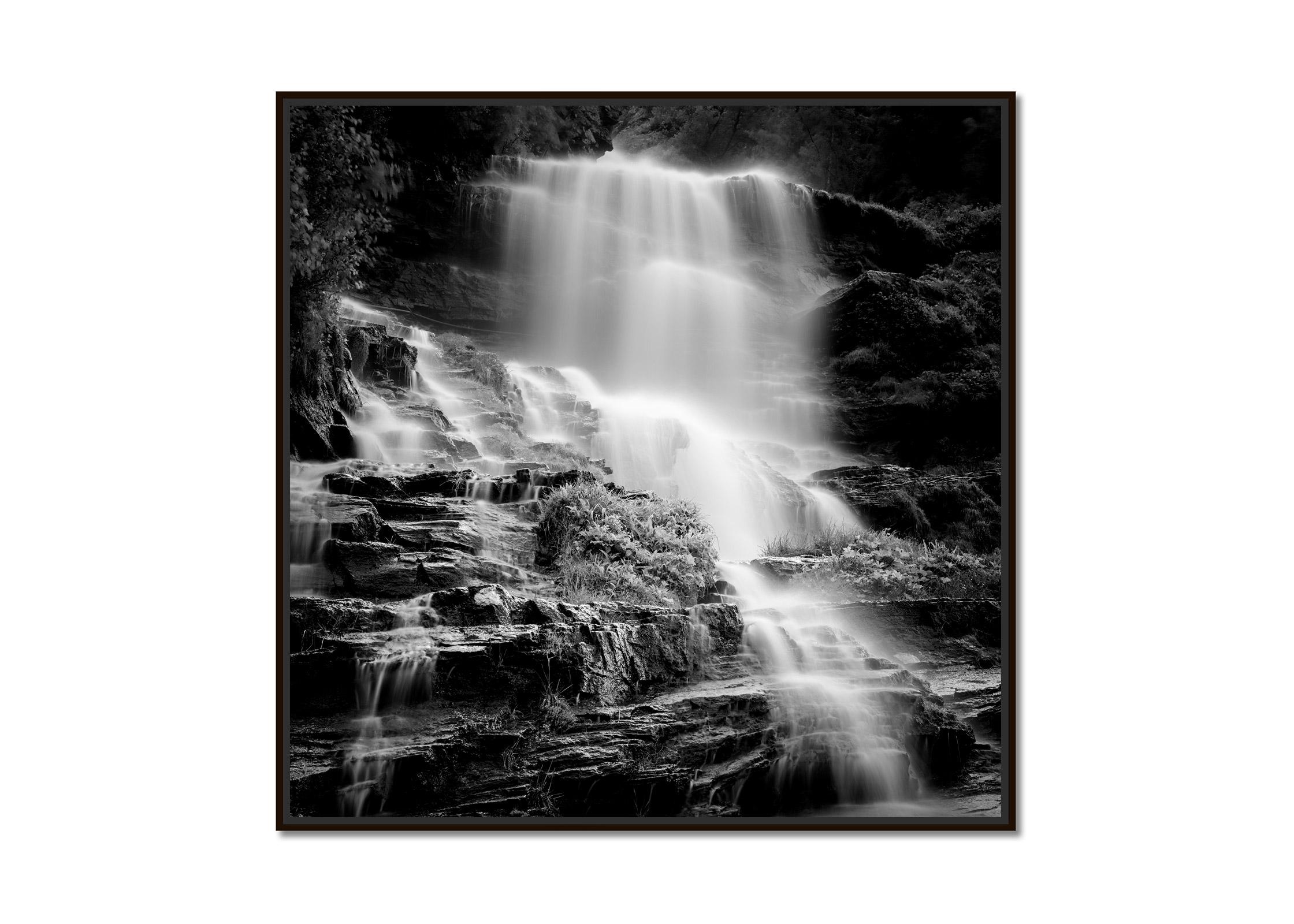 Klockelefall Waterfall, black and white art photography, waterscape, landscape  - Photograph by Gerald Berghammer