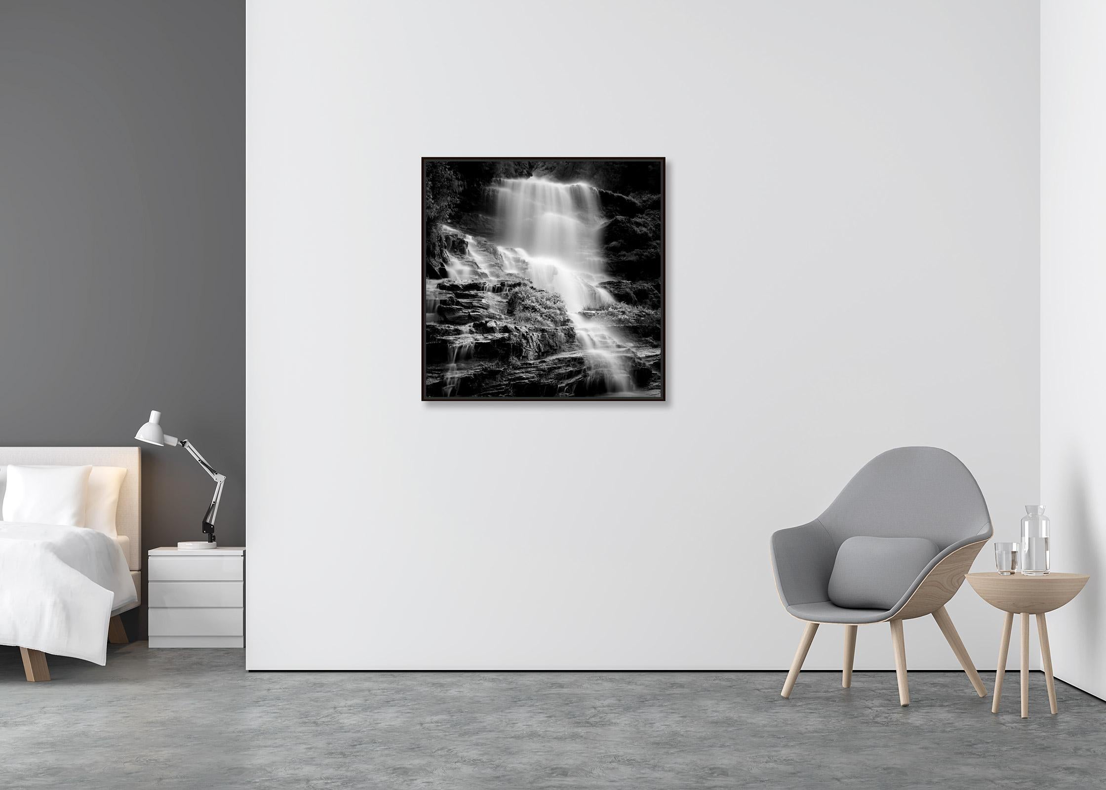 Klockelefall Waterfall, black and white art photography, waterscape, landscape  - Contemporary Photograph by Gerald Berghammer