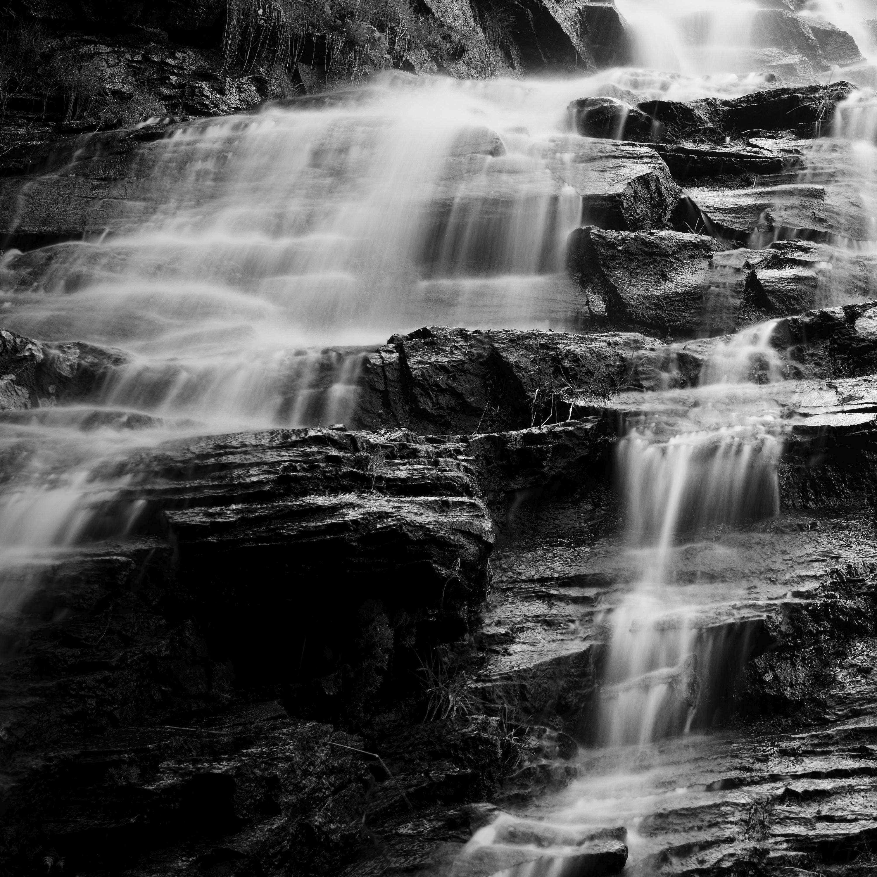 Klockelefall, Waterfall, Mountain stream, black and white photography, landscape For Sale 6