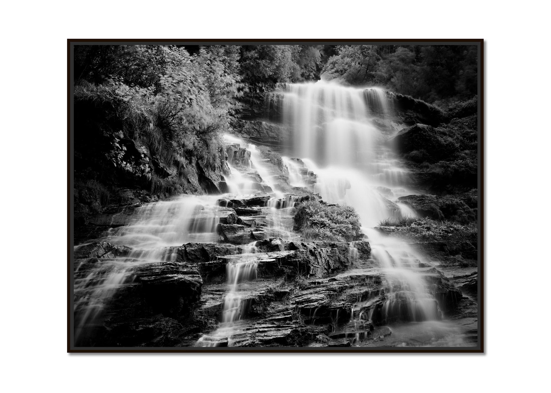 Klockelefall, Waterfall, Mountain stream, black and white photography, landscape - Photograph by Gerald Berghammer