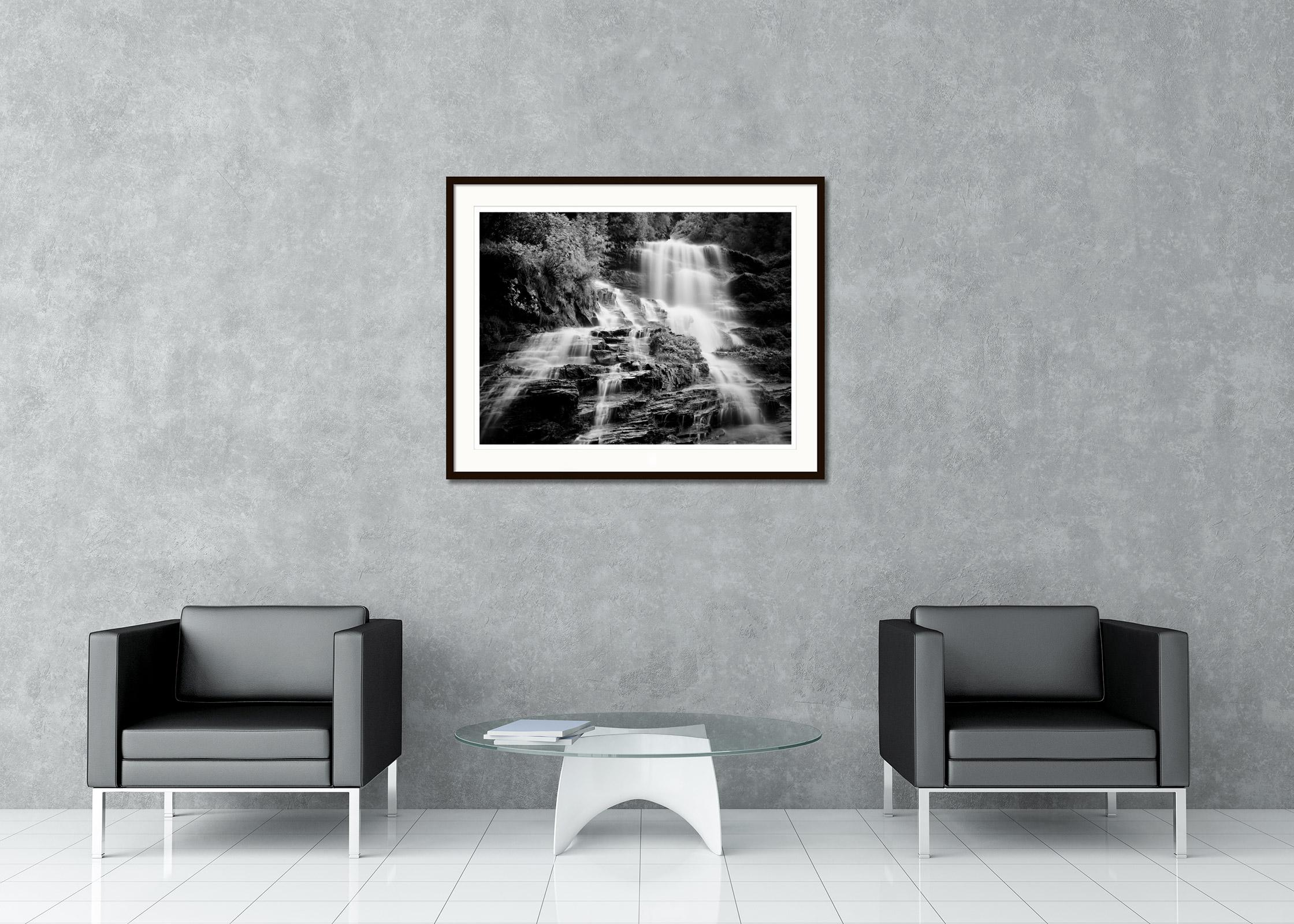 Black and white fine art long exposure waterscape - landscape photography. Waterfall detail from the beautiful Klockelefall, Pitztal, Austria. Archival pigment ink print as part of a limited edition of 5. All Gerald Berghammer prints are made to