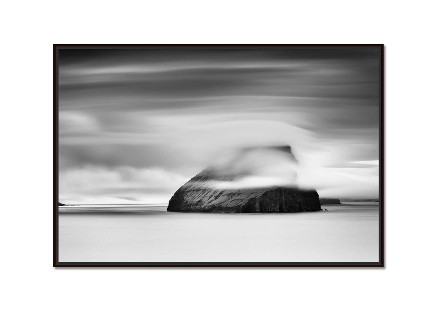 Koltur Island, Faroe Islands, Monochrome Photograph, Seascape, Limited Edition - Gray Black and White Photograph by Gerald Berghammer