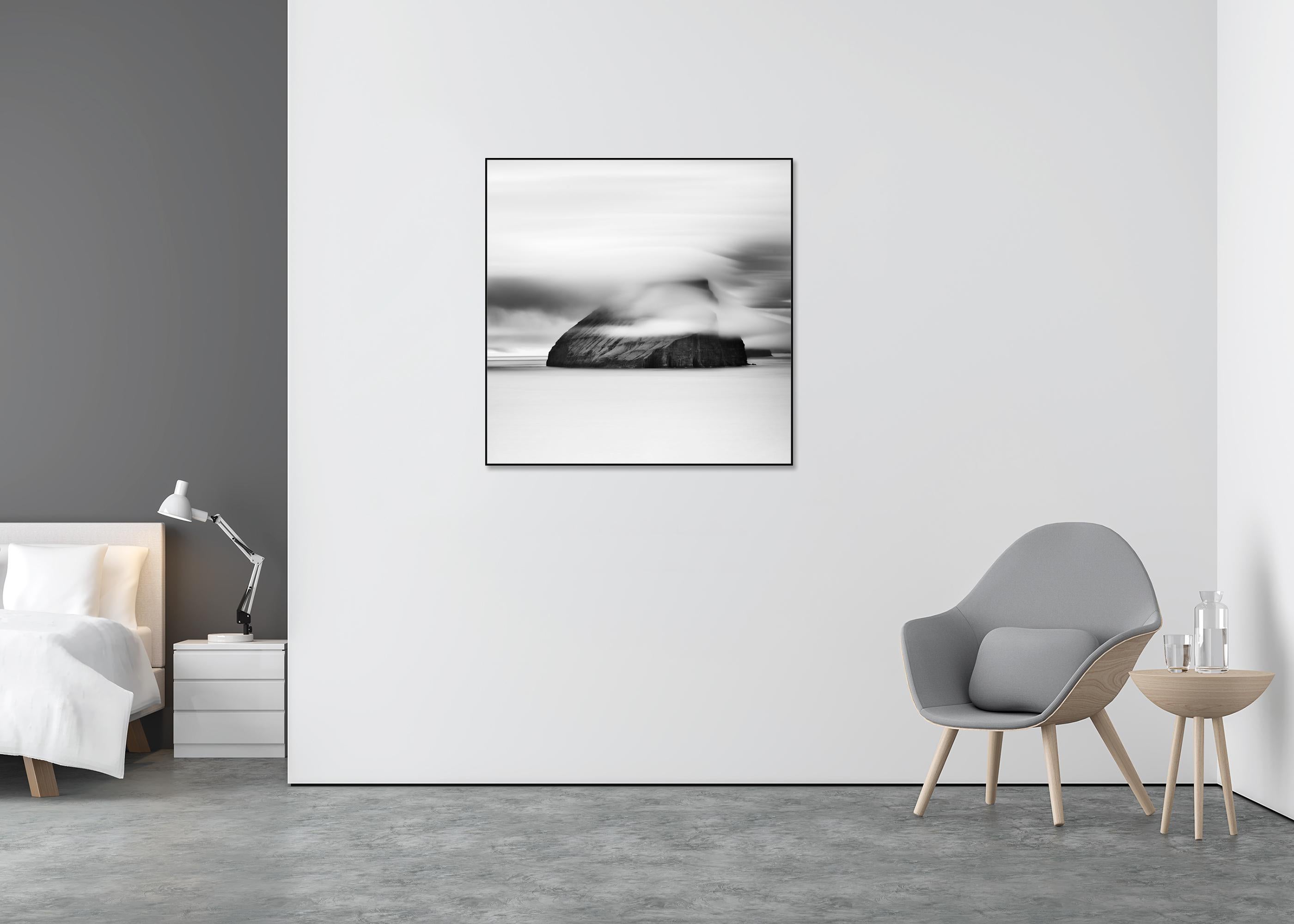 Koltur Insel Sandavagur Große Wolken Färöer Inseln (Grau), Black and White Photograph, von Gerald Berghammer